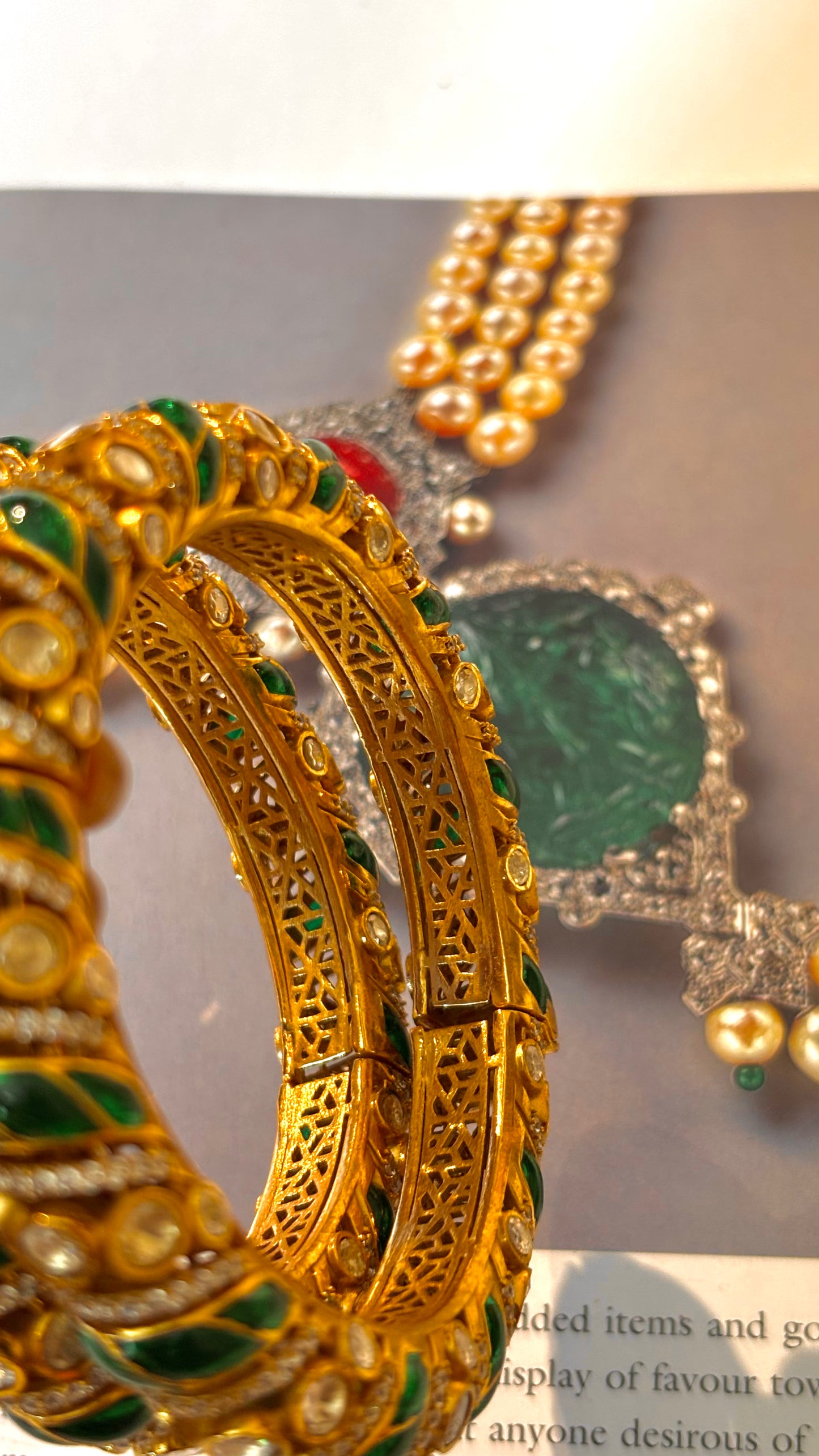 Emerald Meenakari peeli polki Royal Bangles