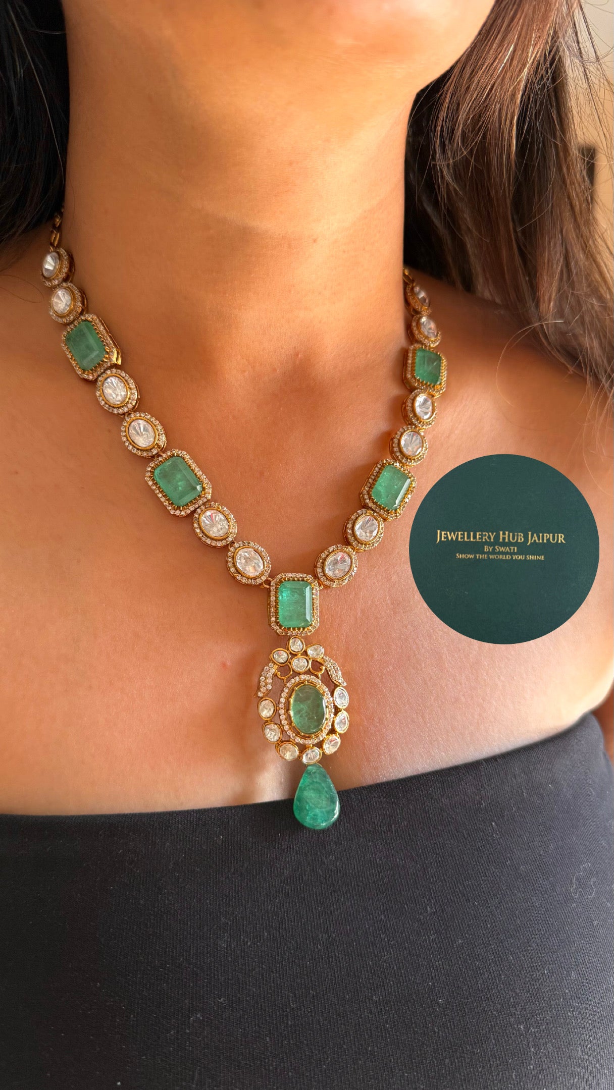 Mint doublet single line necklace