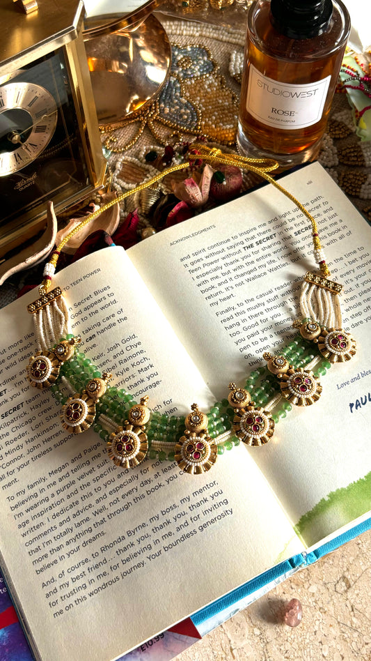 Ruby mint minimalist rajwada necklace