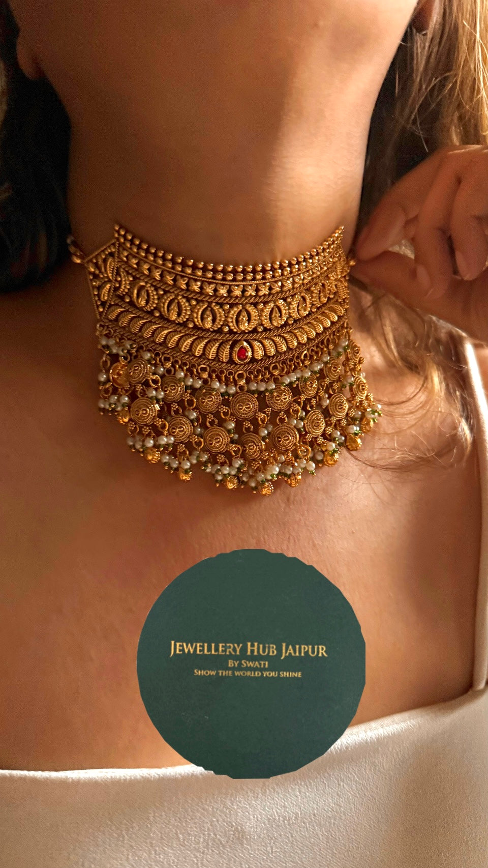 Gold rajwada Rajasthani aad Necklace