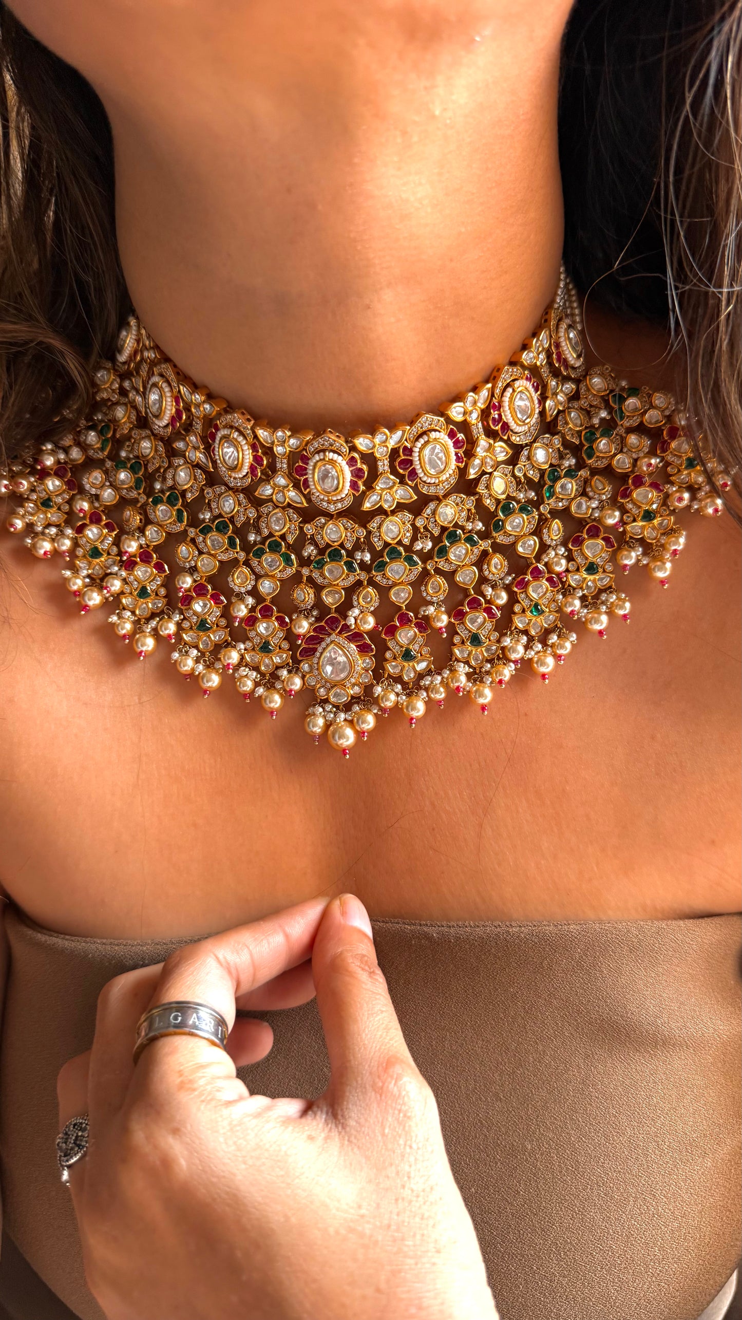 Bridal Asia inspired takkar Ruby  & Emerald Choker