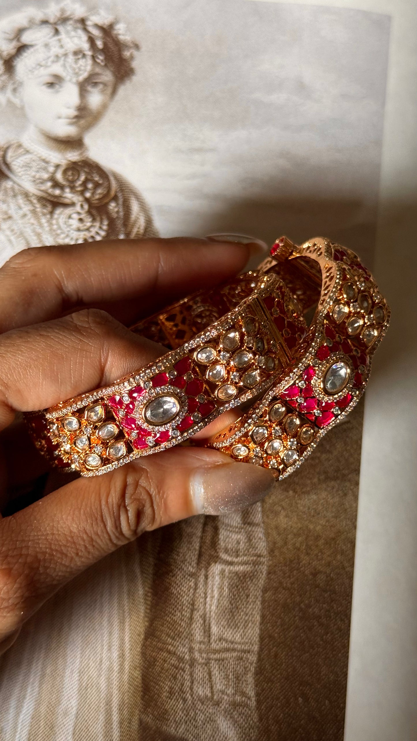 Rani pink Moissanite openable bangle