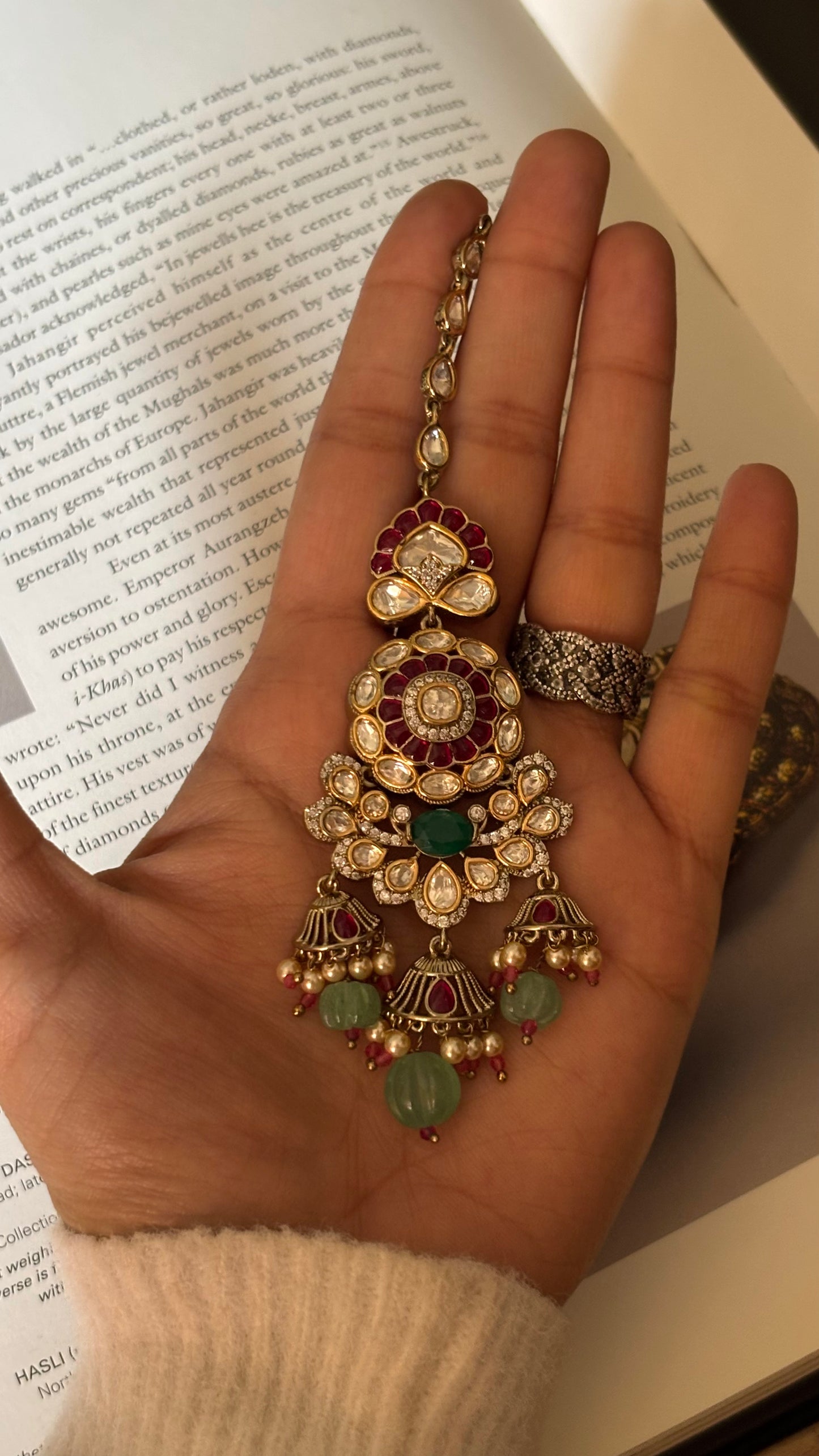 Mint & Ruby heritage victorian maangtika