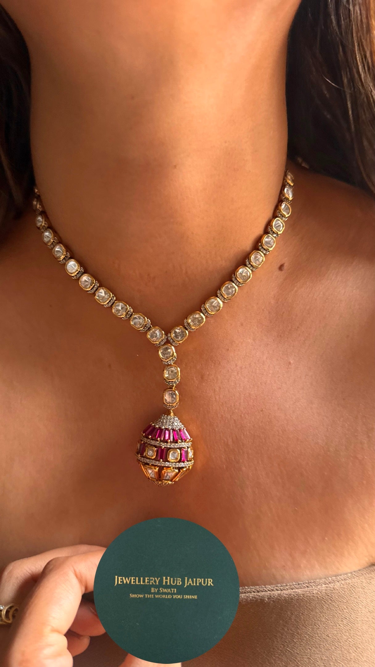 Cocktail Rani pink pendent set