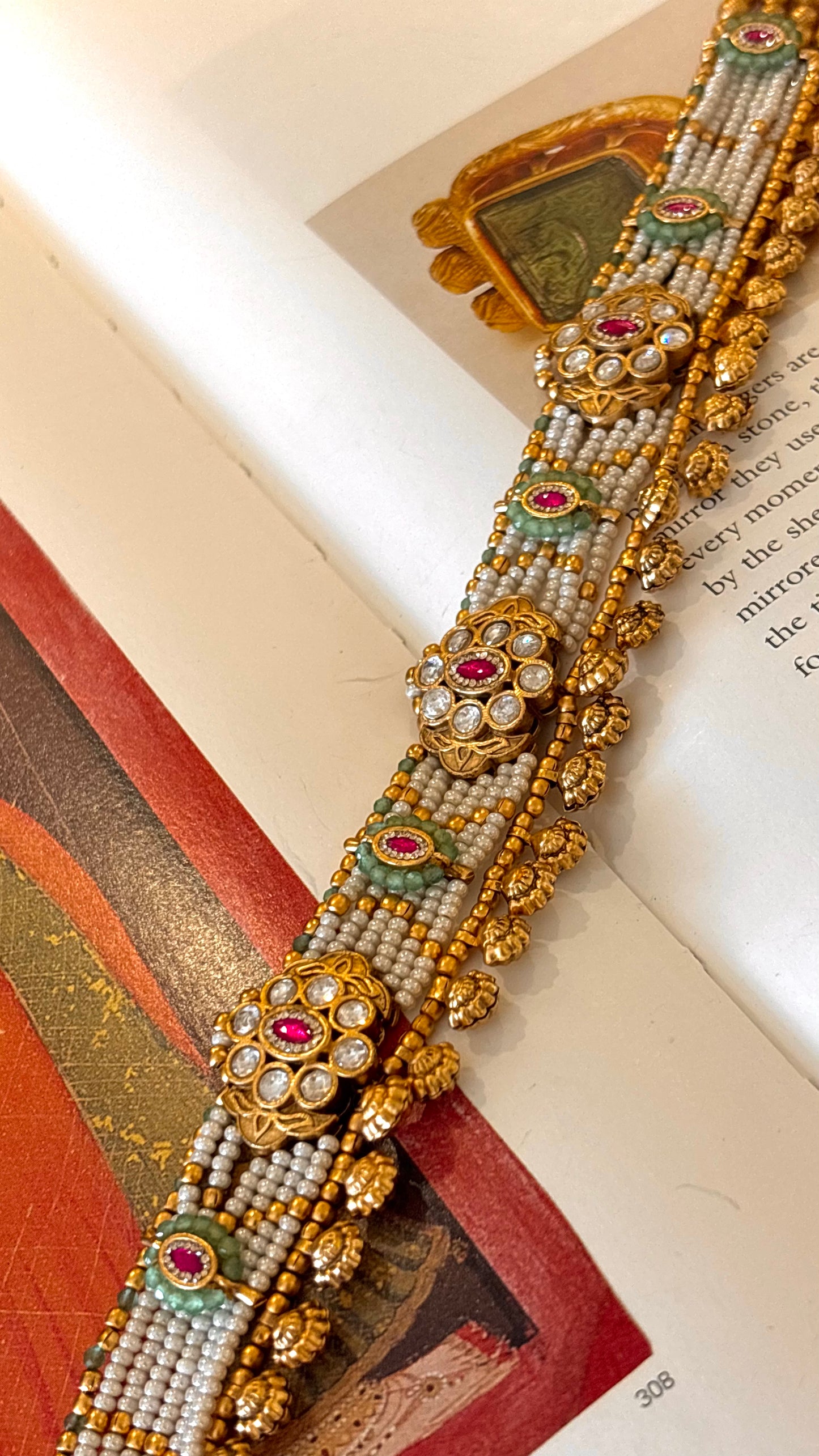 Floral ruby kundan rajwada mathapatti