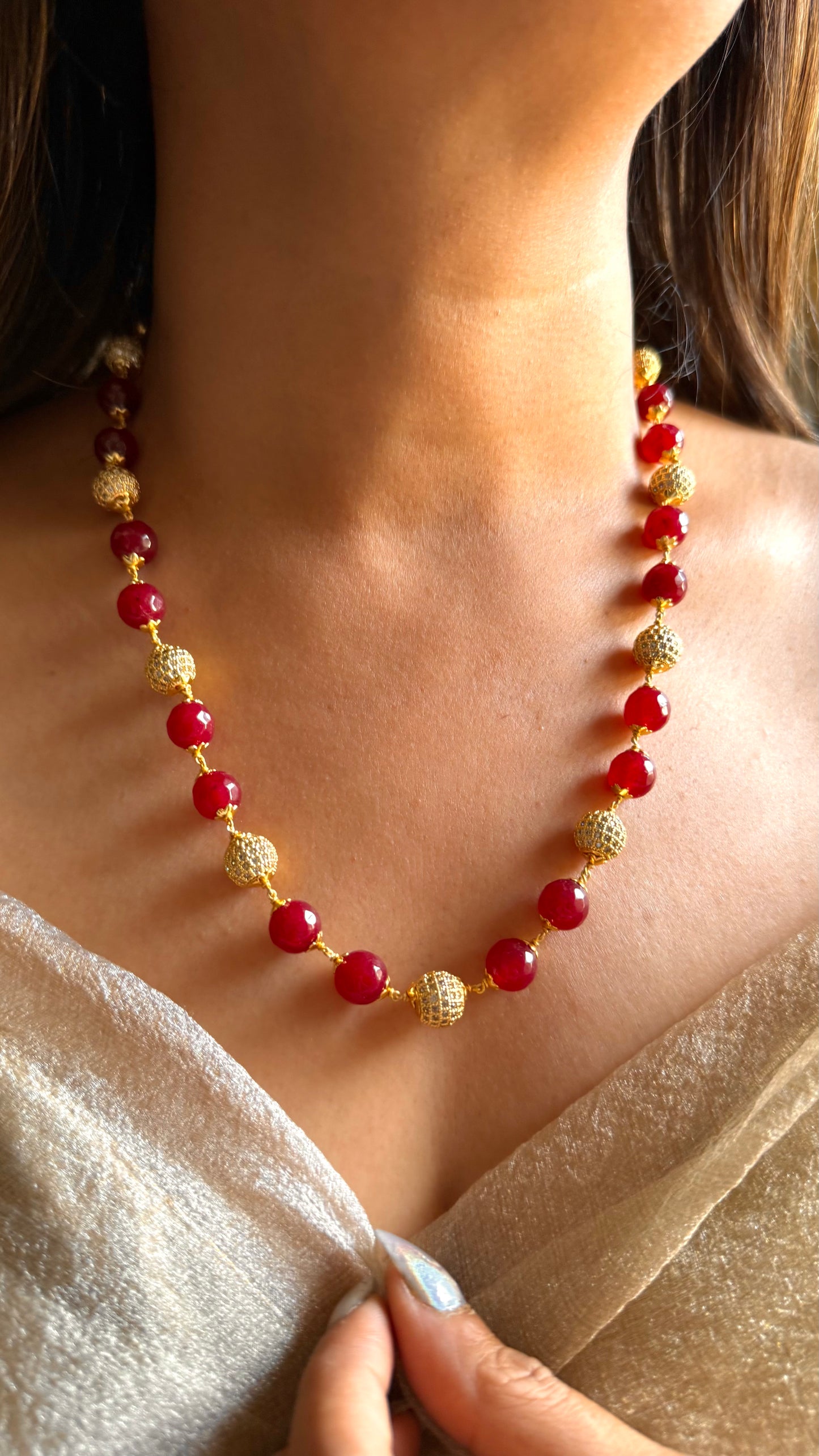 Ruby & emerald stone string/ mala