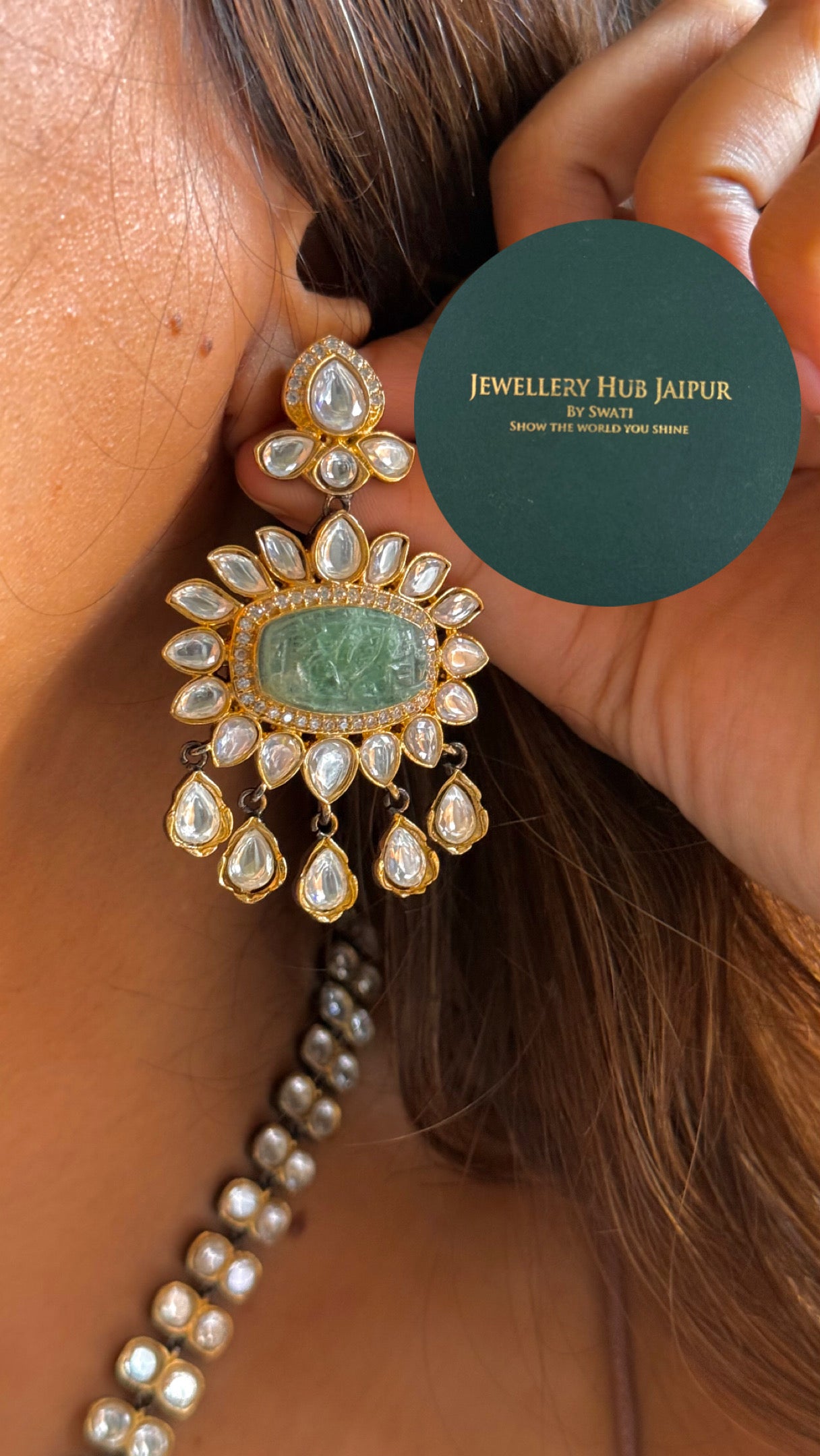 Mint doublet moissanite polki collar set