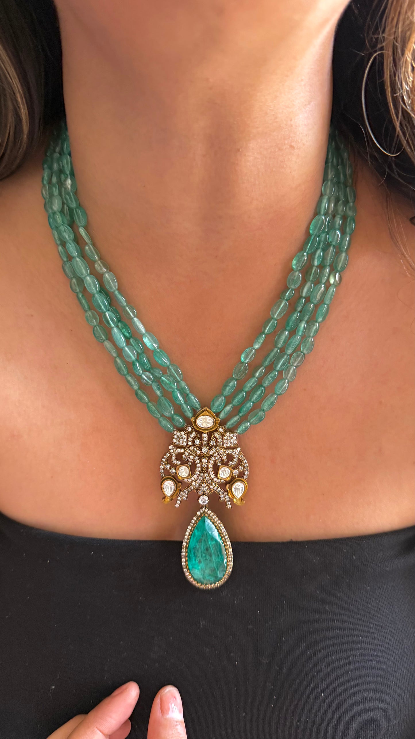 Mint Victorian doublet necklace