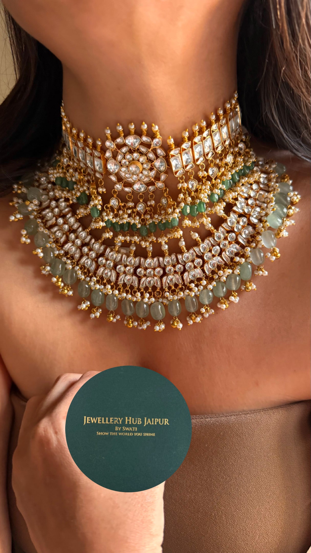 Bridal asia paachi kundan handmade real strawberries Necklace combo