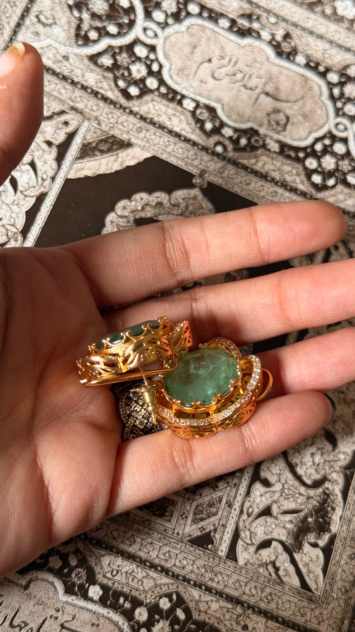 Mint doublet floral design studs