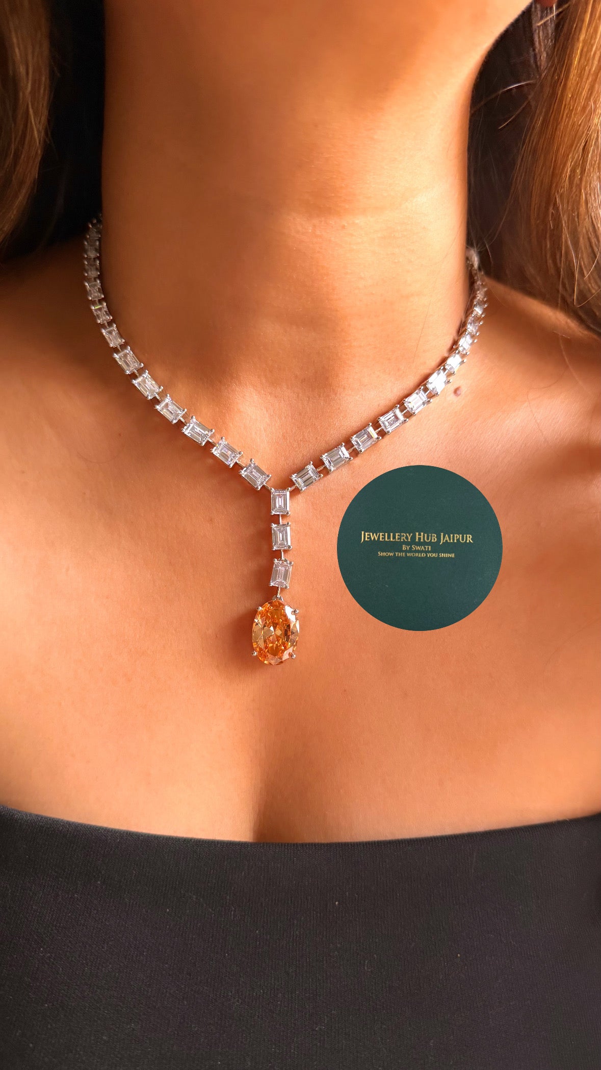 Peach Minimal cz diamond necklace