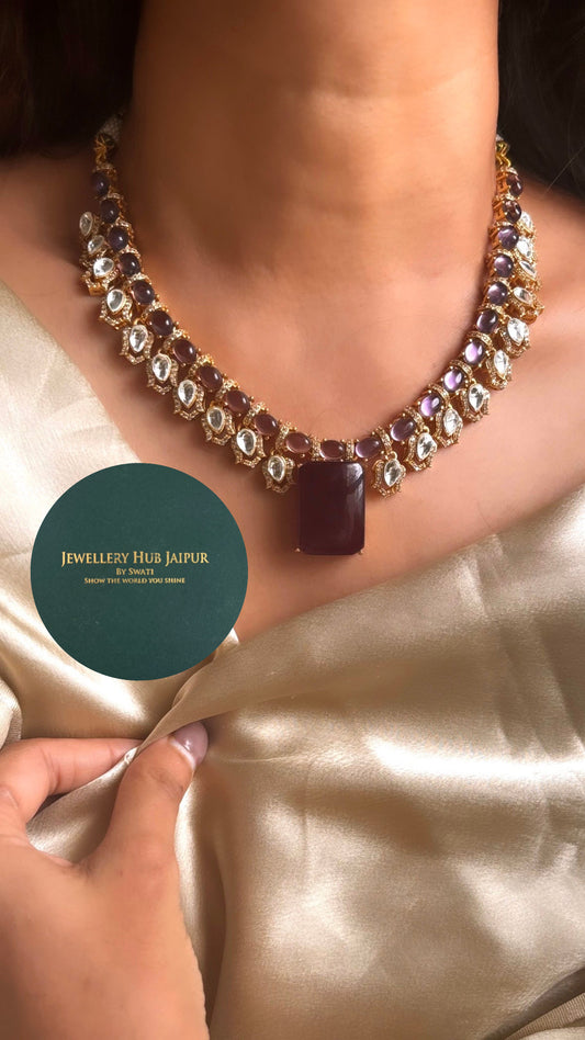 Royal amethyst moissanite Victorian necklace