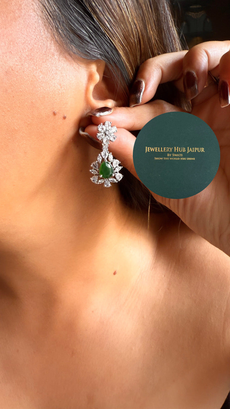Emerald drop cz diamond necklace