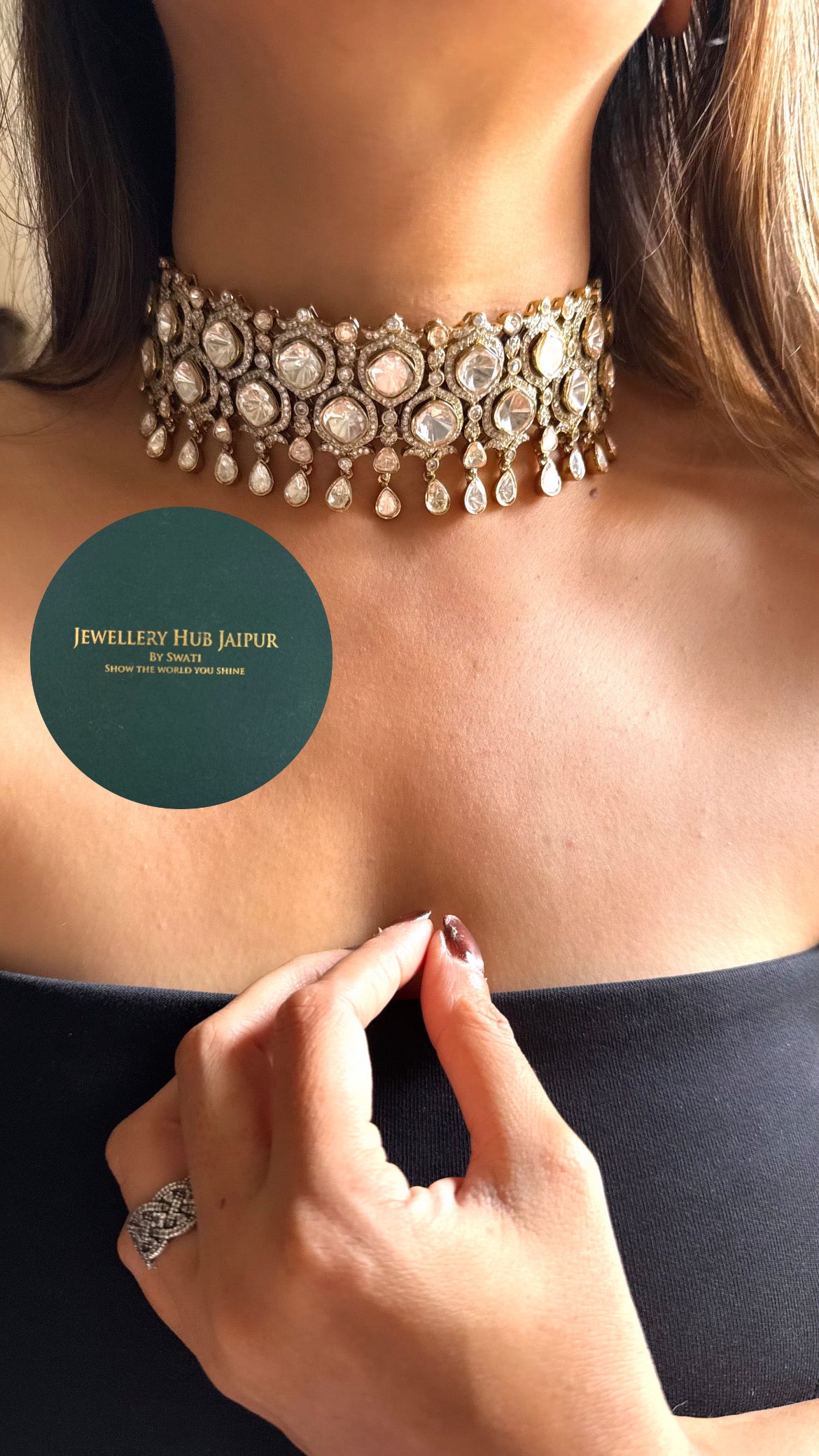 Rakshi Moissanite polki choker set