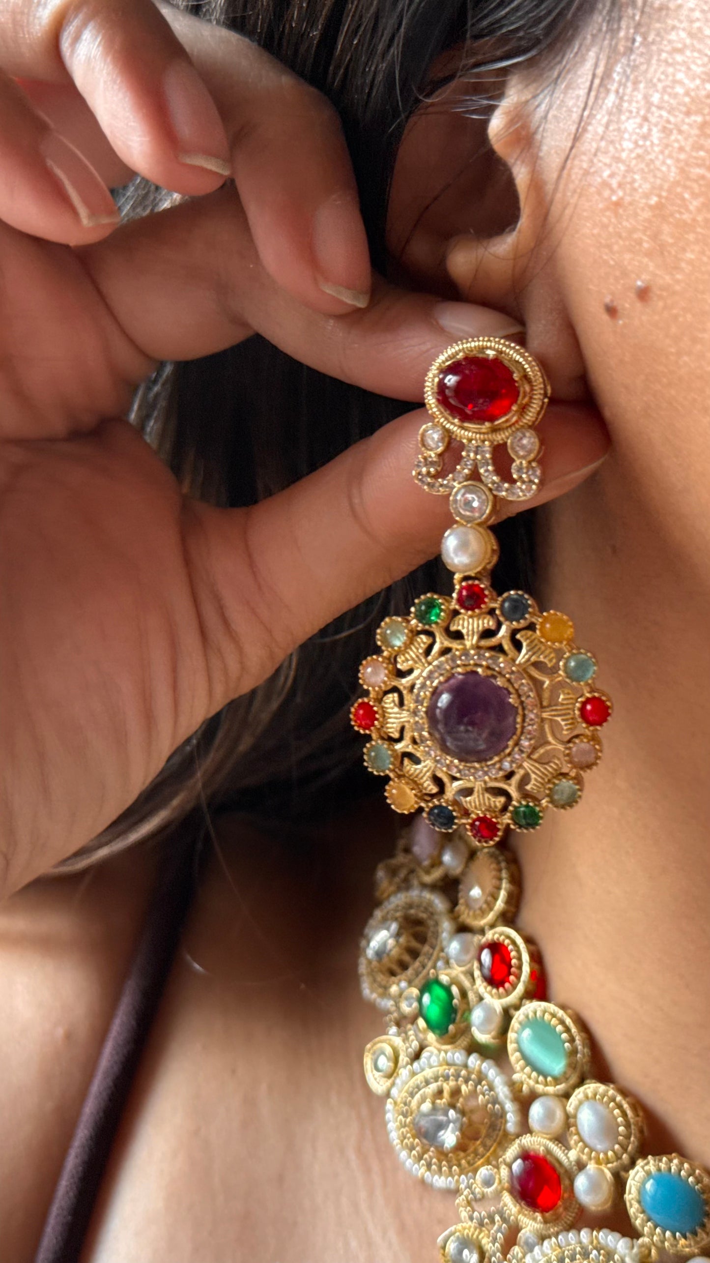 Sabyasachi inspired navratna( tanzanite) necklace