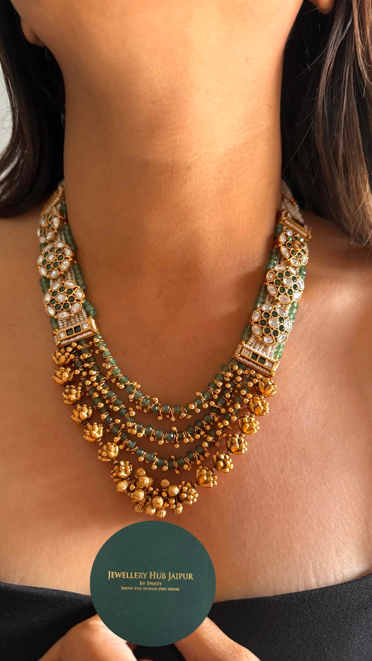 Emerald long rani rajwadi rani haar