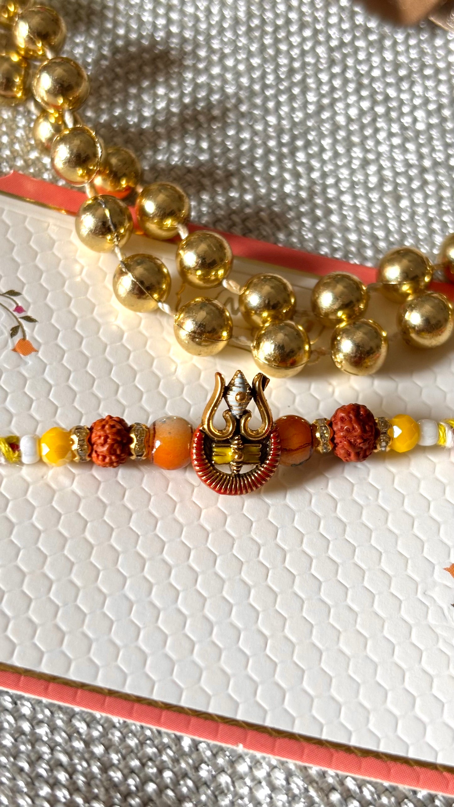 Shiva inspired Rudraksh Rakhi (red) ( shipping will be extra )