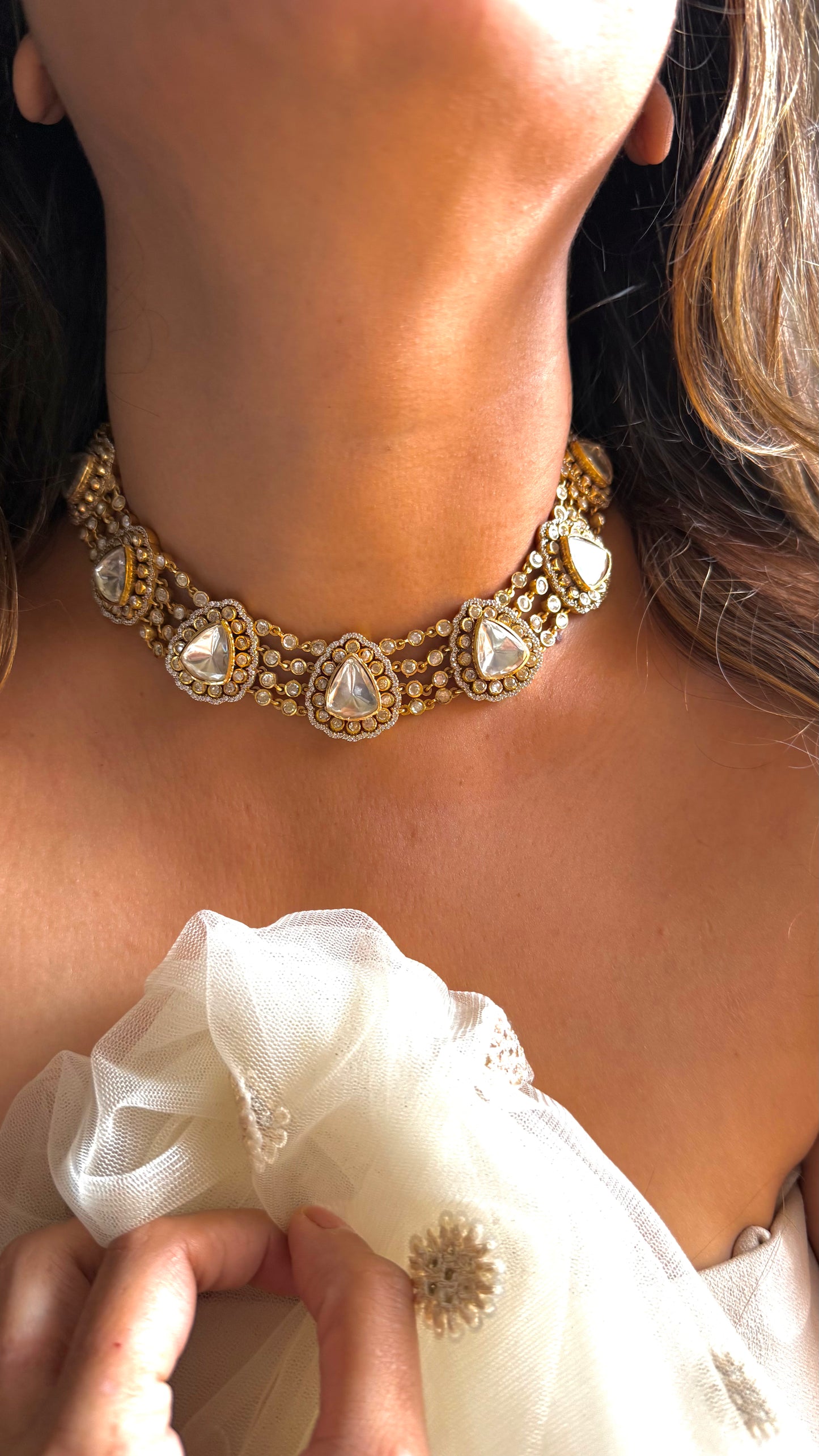 LV Shade Uncut Polki Designer Necklace