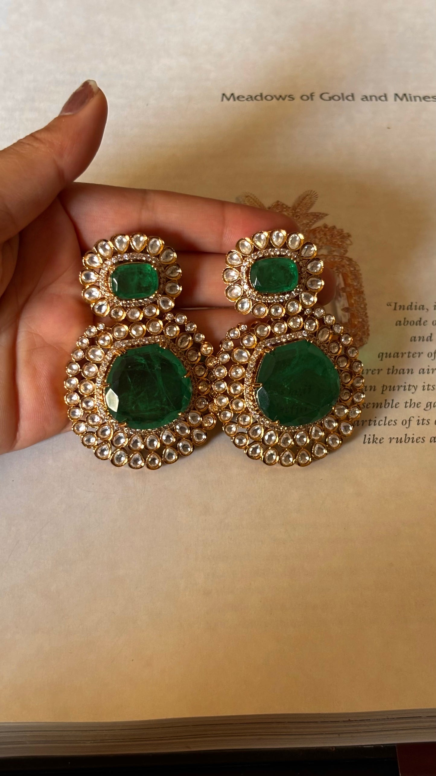 Emerald doublet polki Earrings