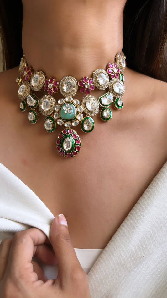 Uncut polki fusion necklace