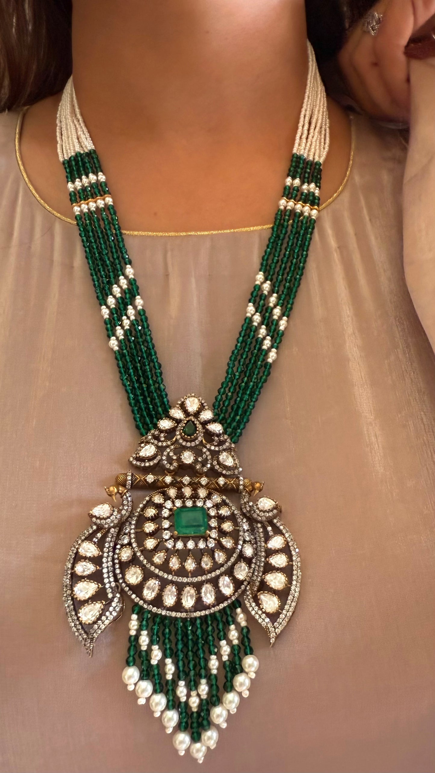 Parvati Emerald heritage moissanite rani haar
