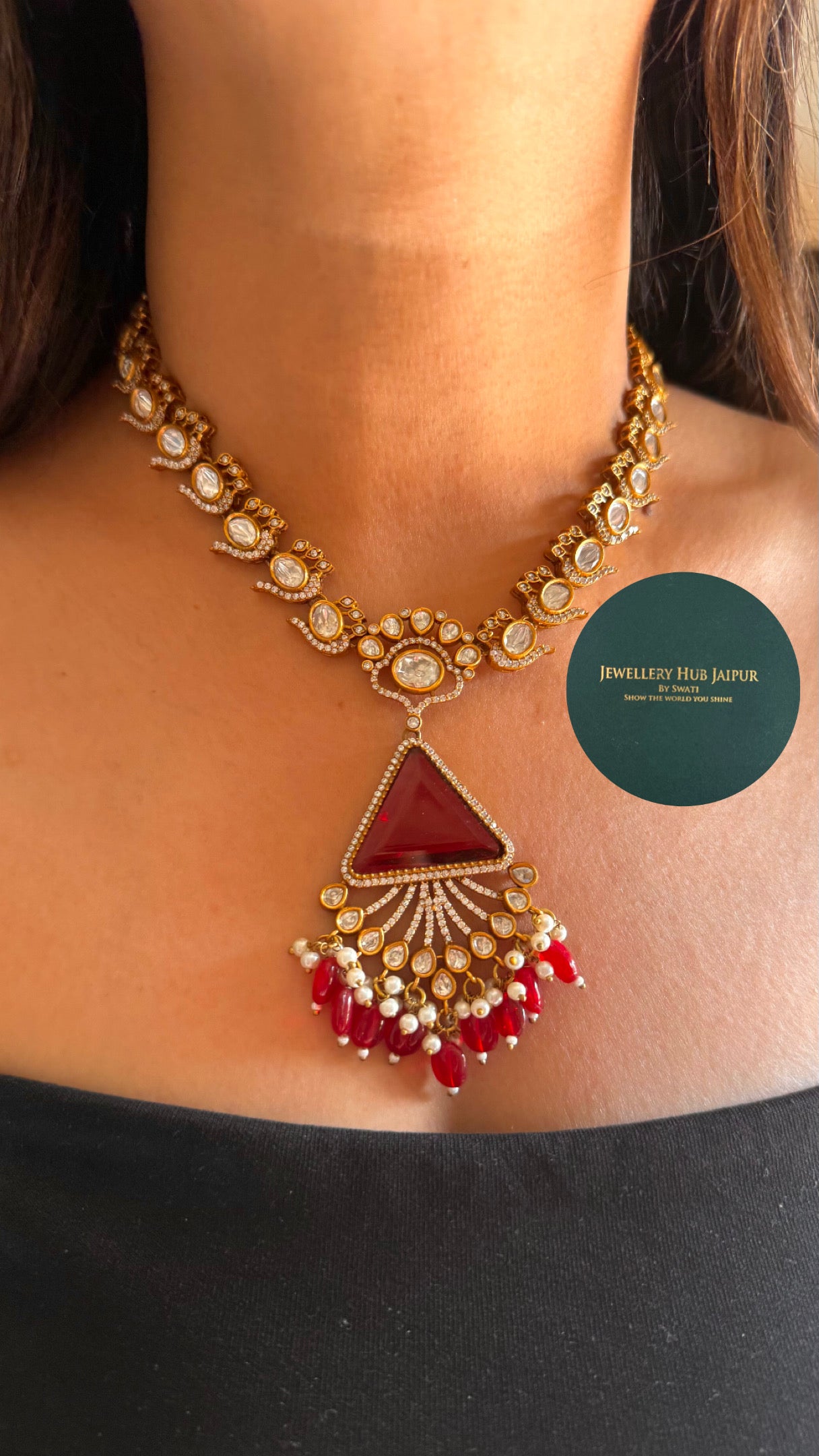 Ruby victorian mid length necklace