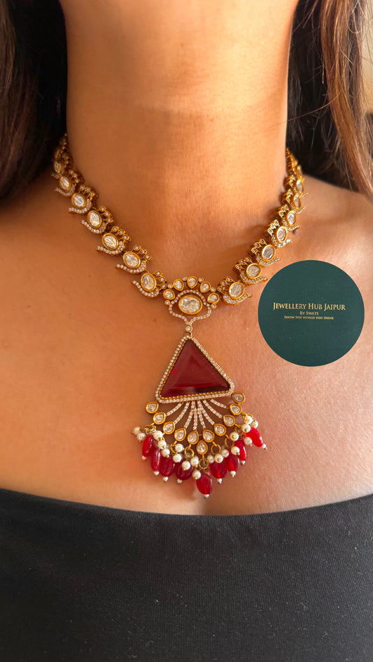 Ruby victorian mid length necklace