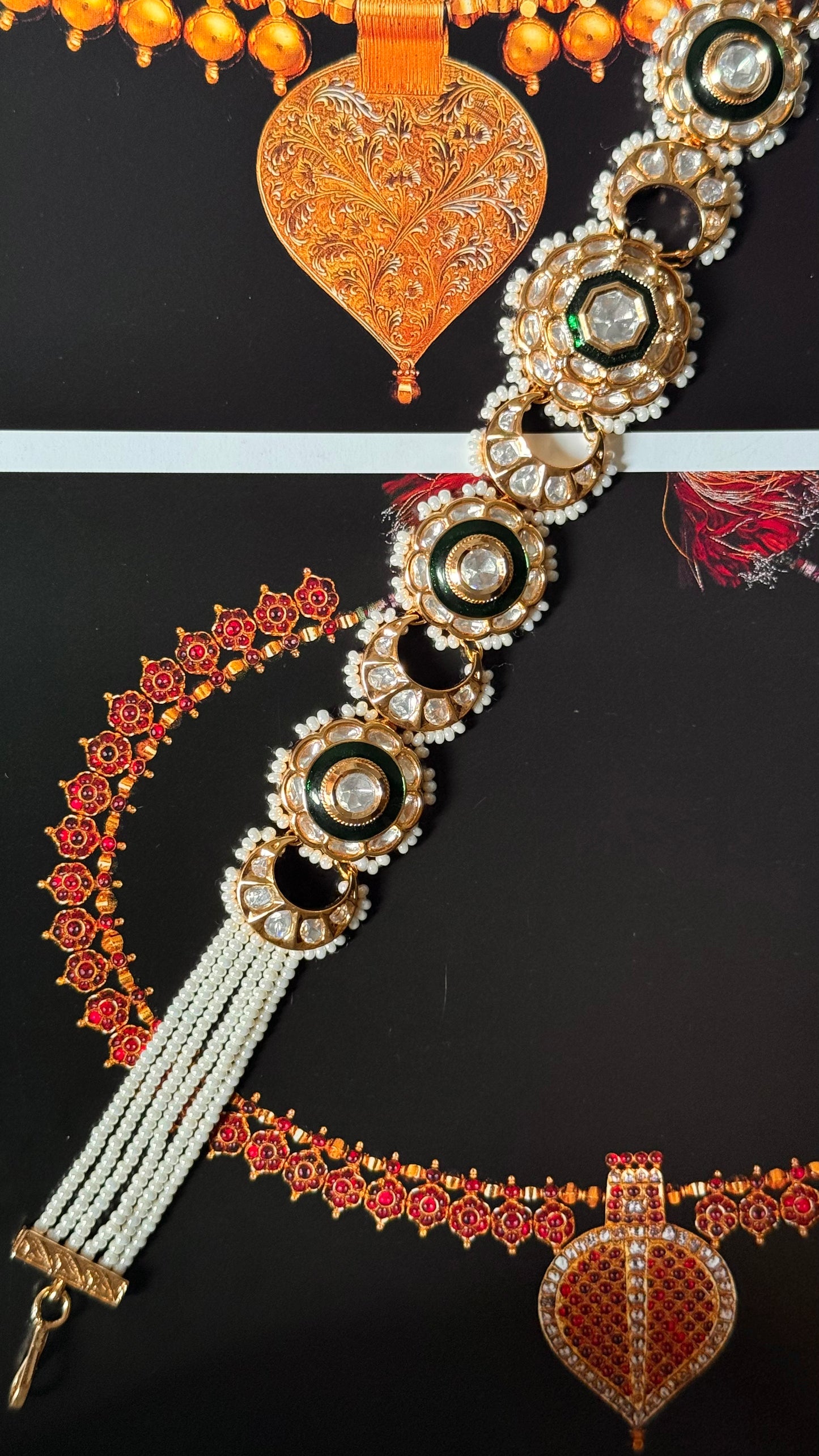 Emerald meenakari polki sheeshpatti