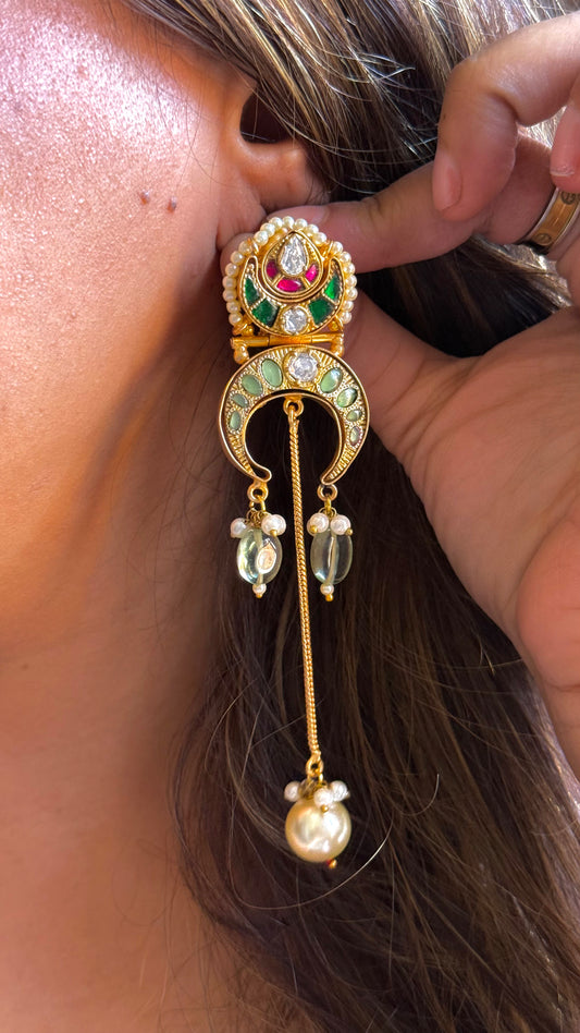 Amrapali inspired ruby & Mint jhumki