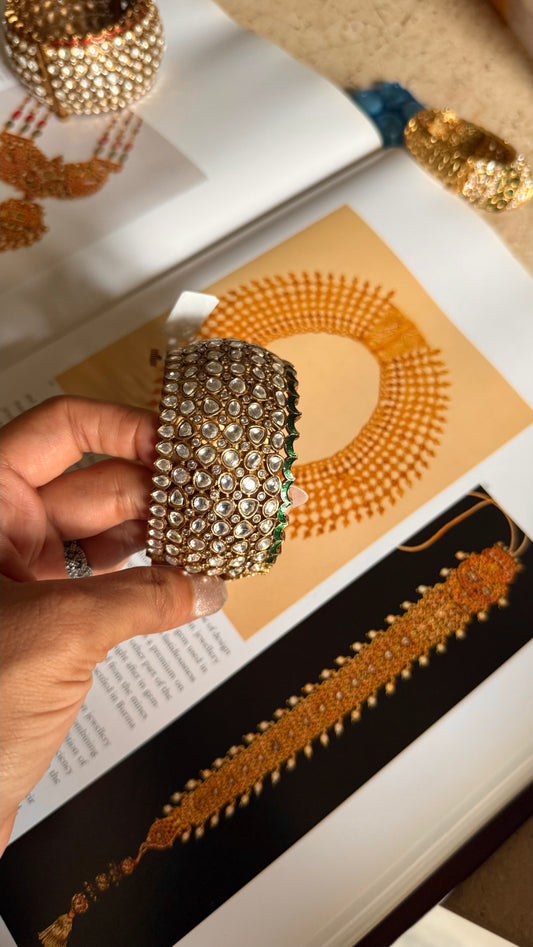 Moissanite emerald meenakari openable kada