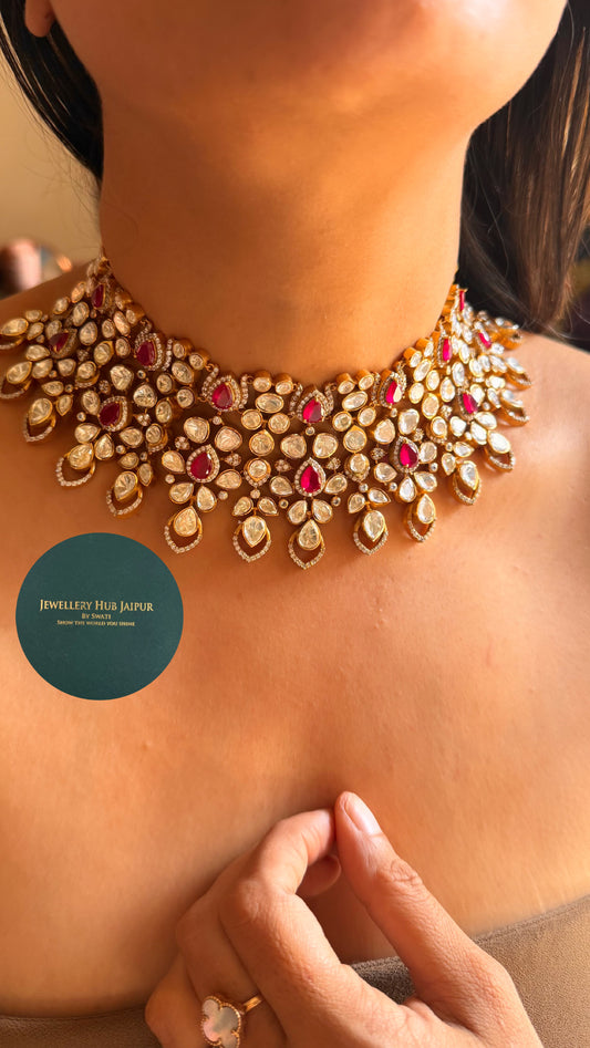 Real Moissanite Ruby (peeli polki) choker