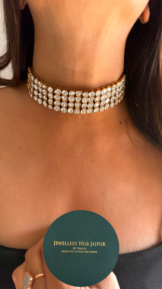 Real moissanite polki choker