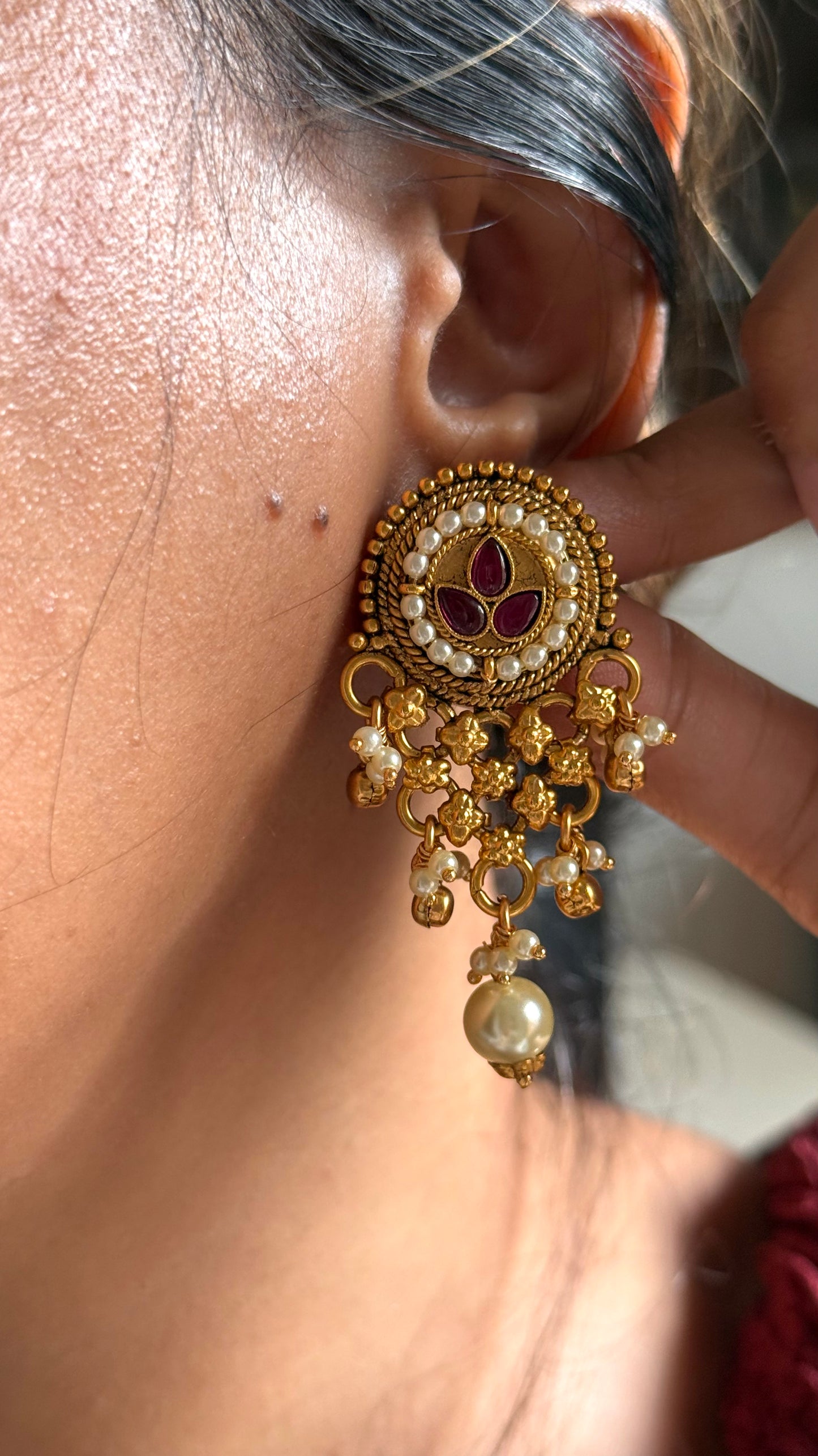 Rajwada Aad with paachi pearl detailing