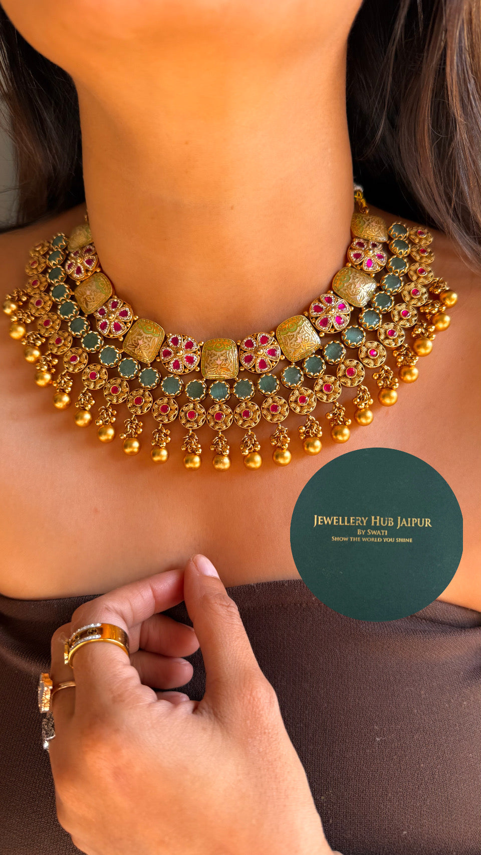 Heritage polki meenakari set