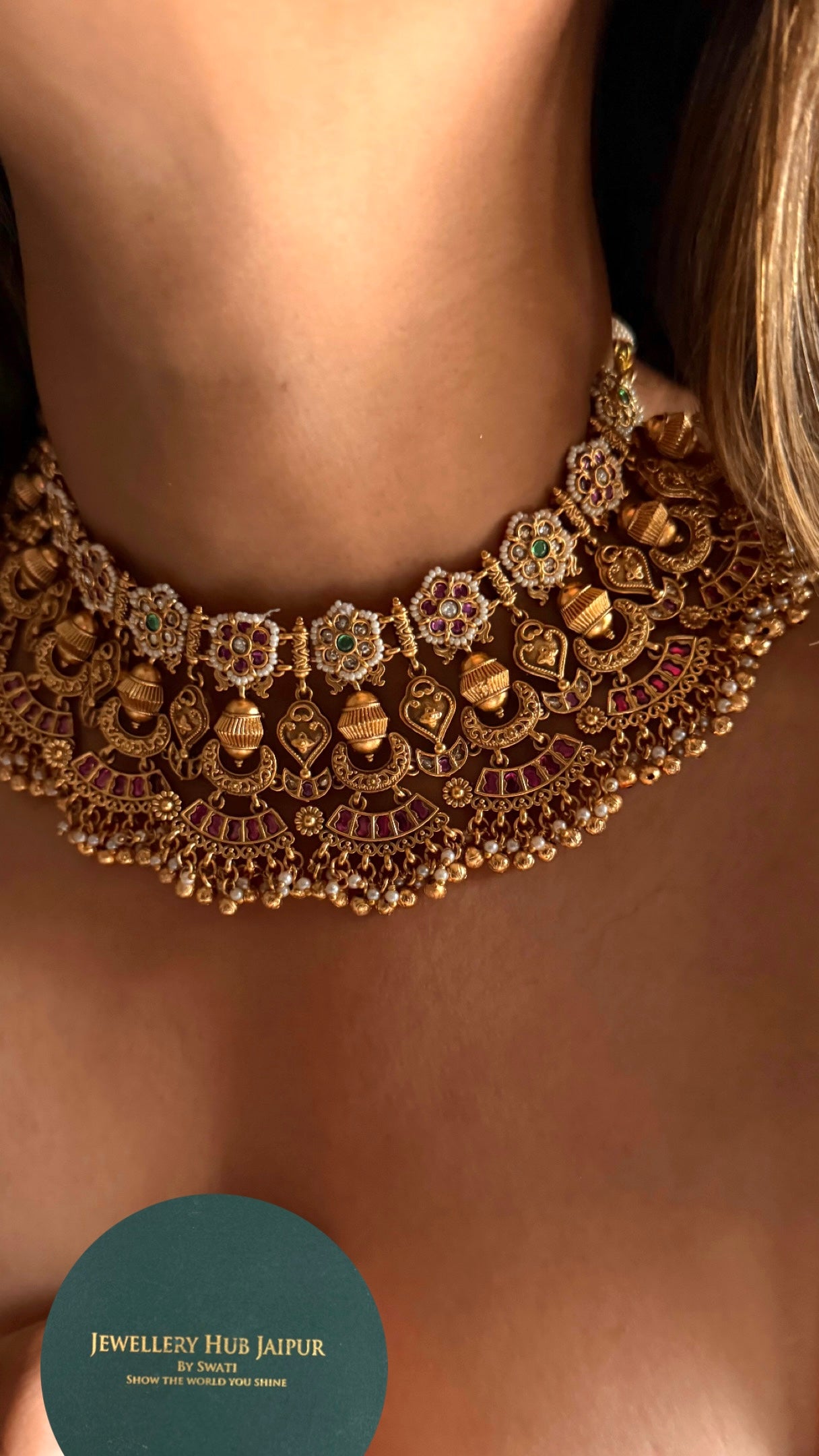 Gold rajwada jadau heritage bridal Necklace
