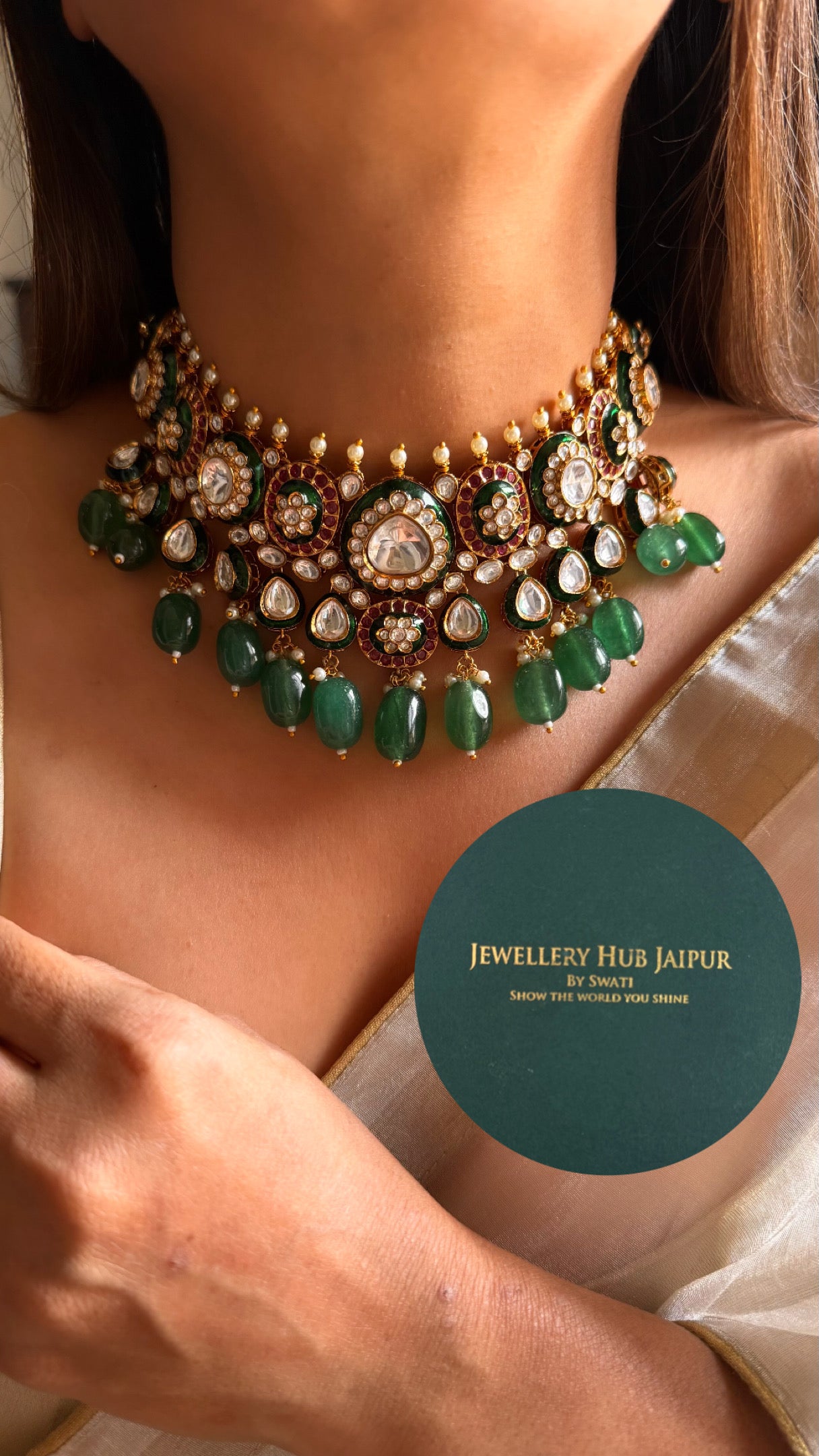 Emerald & Ruby Meenakari choker