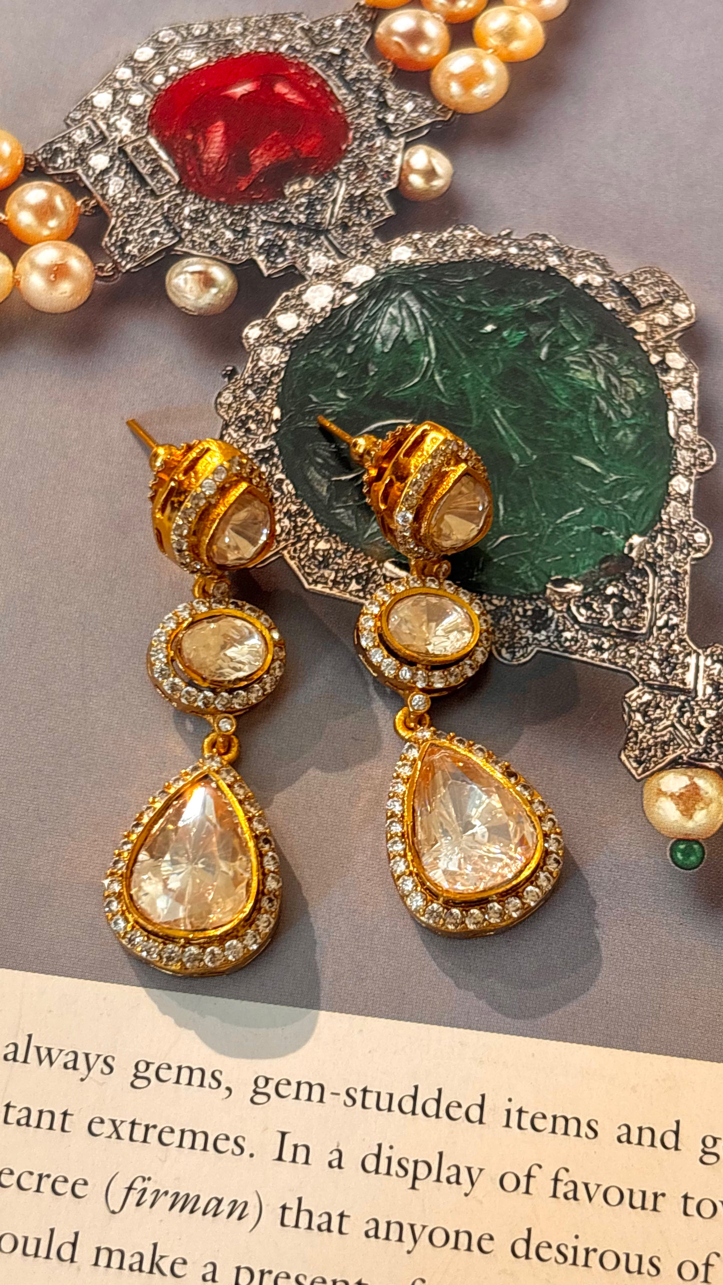 Real Preli polki tear drop earrings