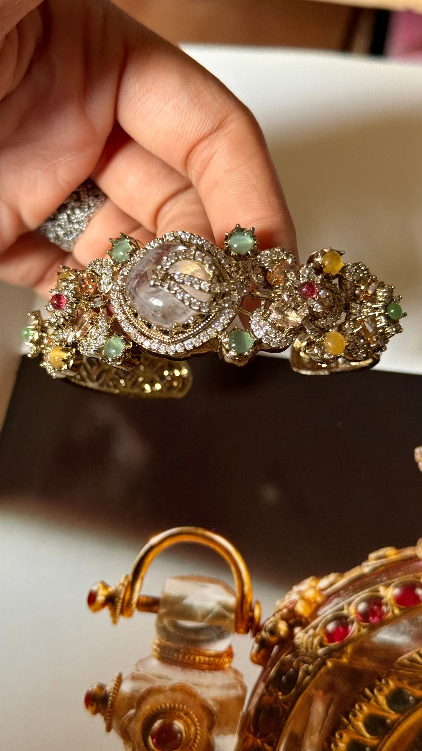 Navratna doublet moissanite bracelet