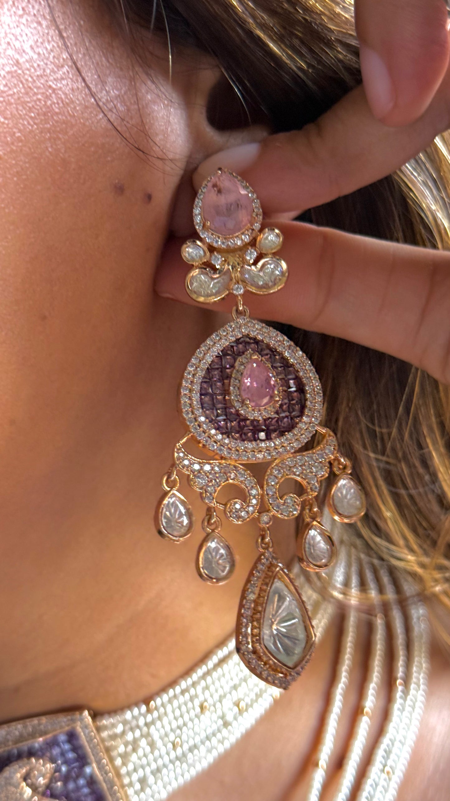 Madhubani Ambi designer Tanzanite & Rose Quartz Choker