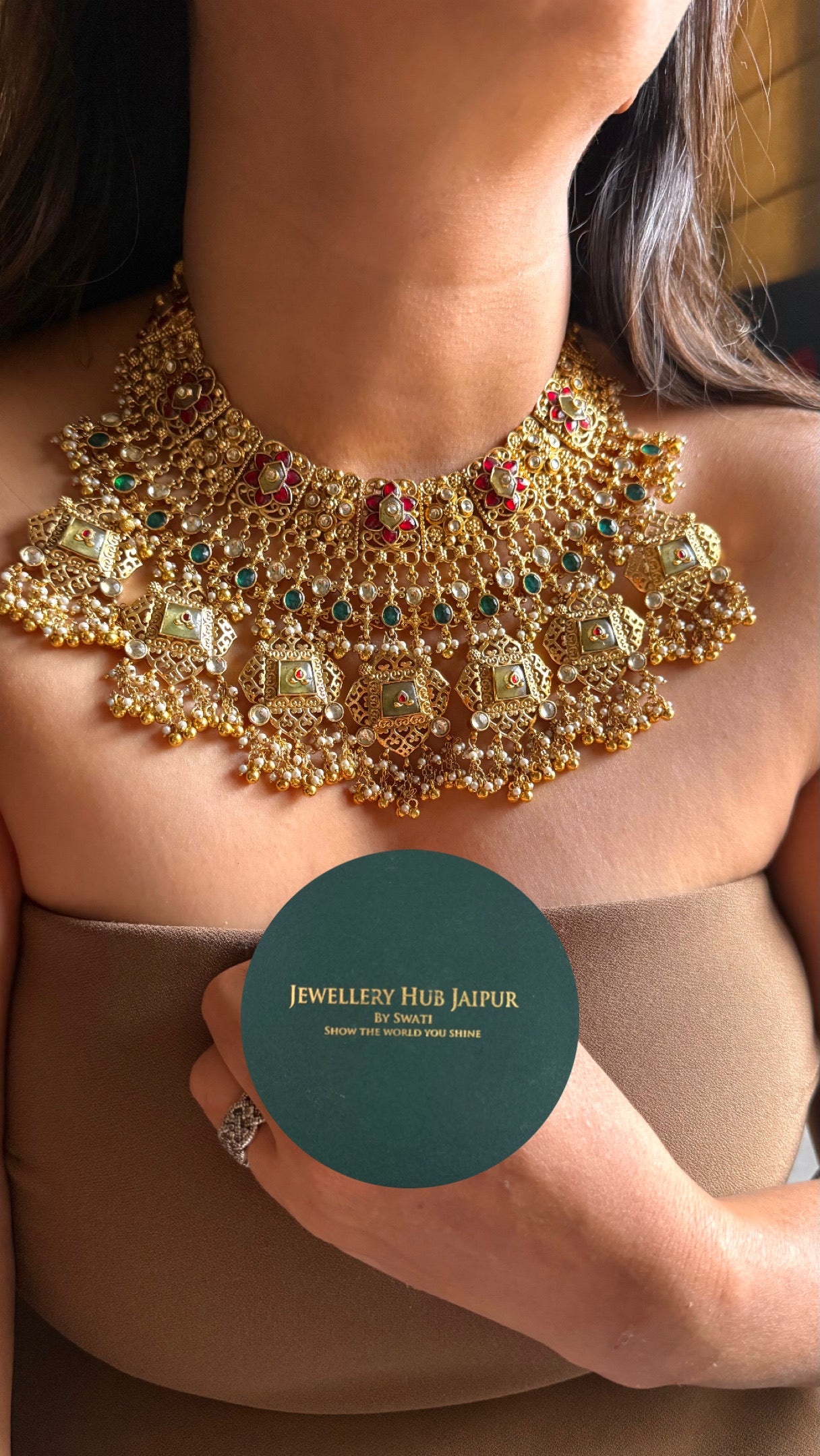 Bridal asia rajawada handmade jadau Necklace