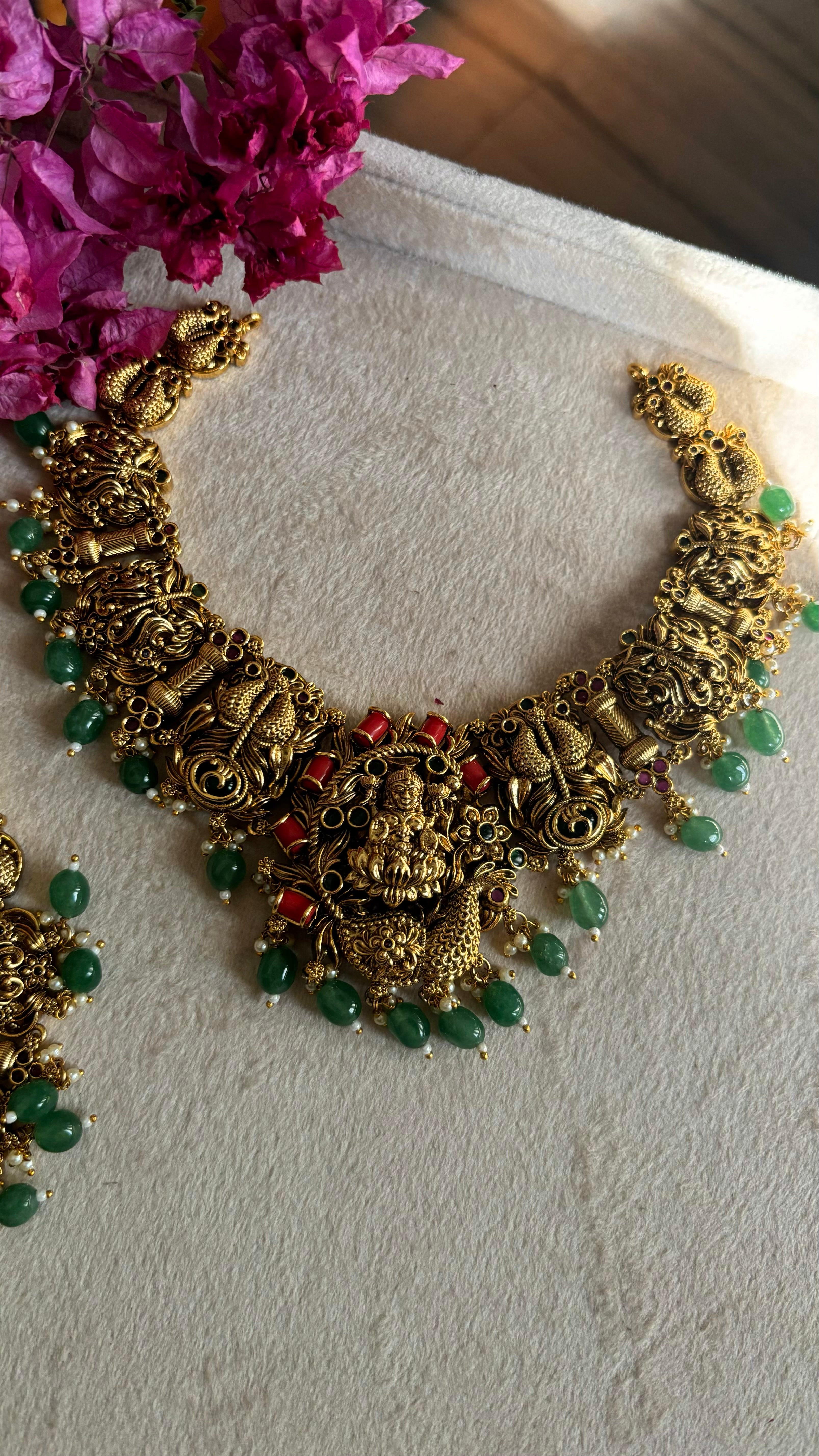 Temple jewellery combo with earrings