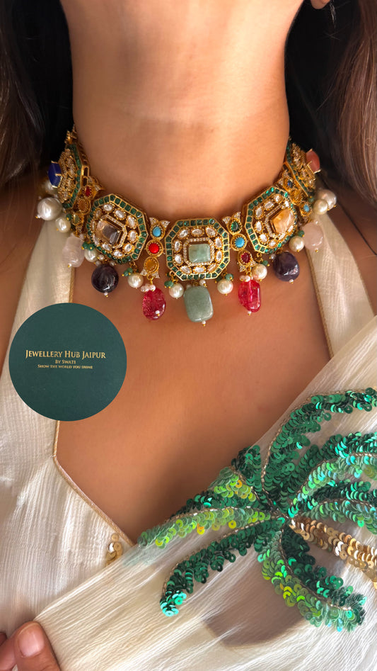 Sabyasachi inspired navratna necklace