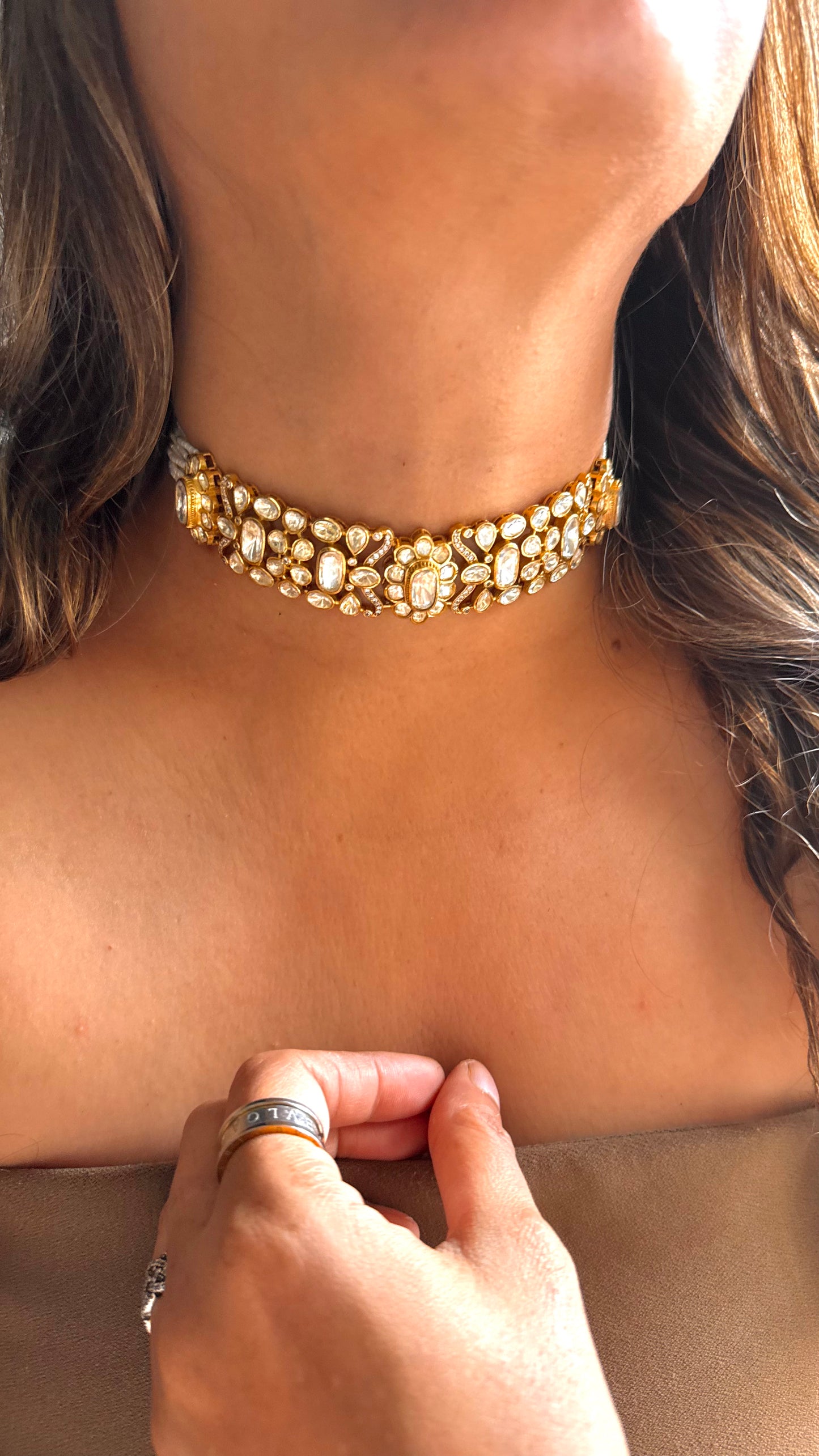 Peeli polki heritage choker