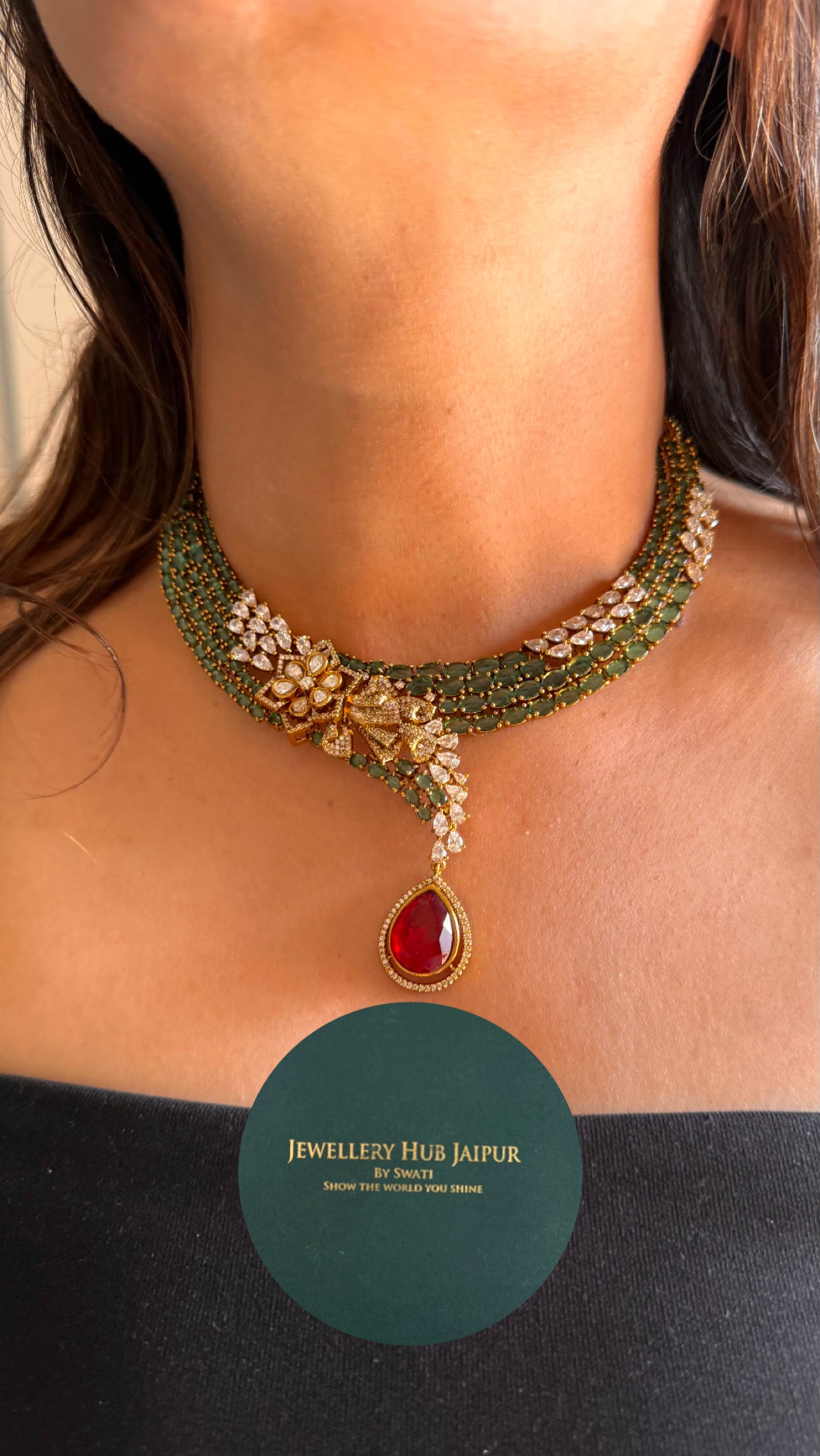 ruby & emerald designer necklace
