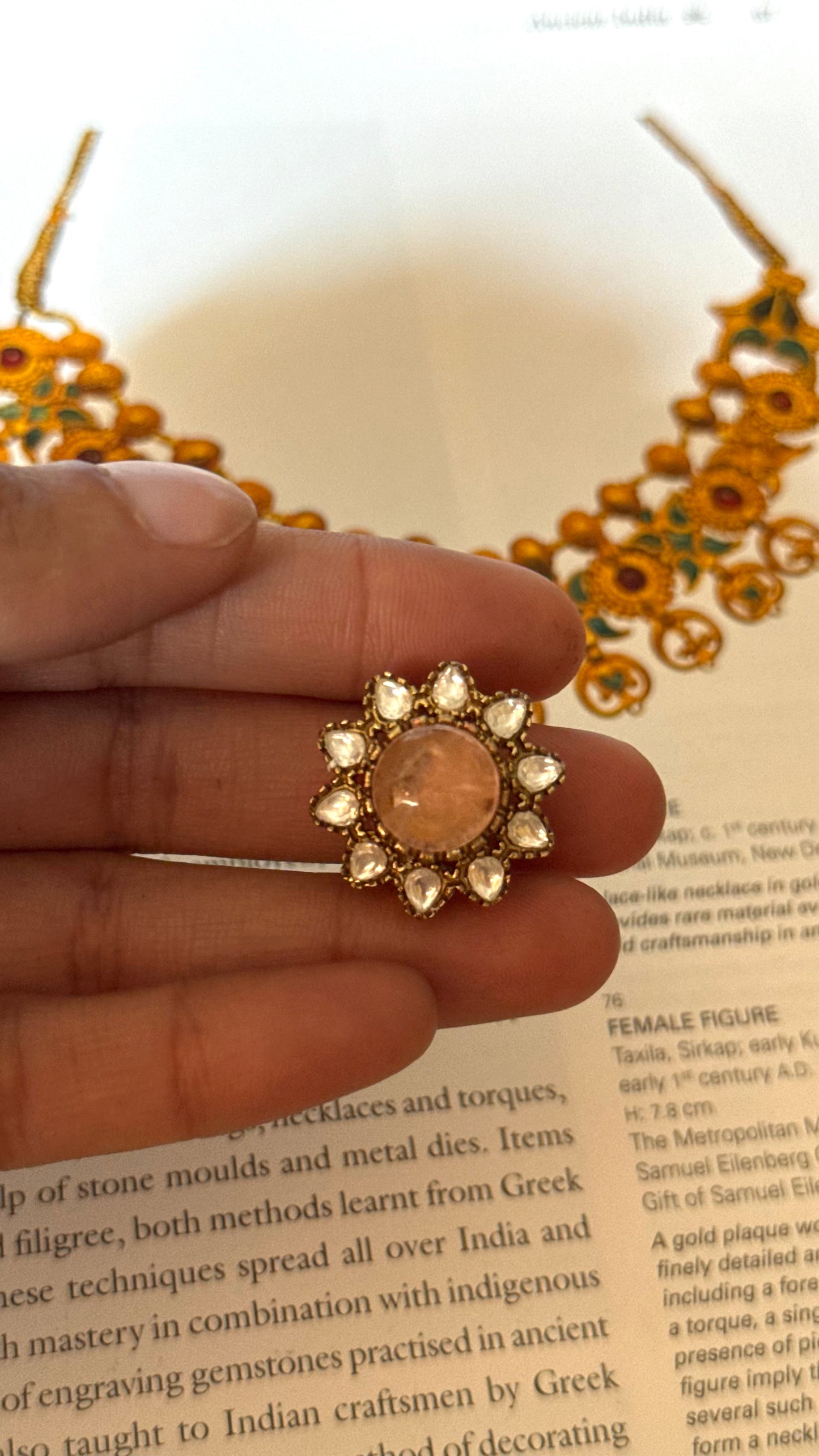 Peach floral moissanite floral Ring
