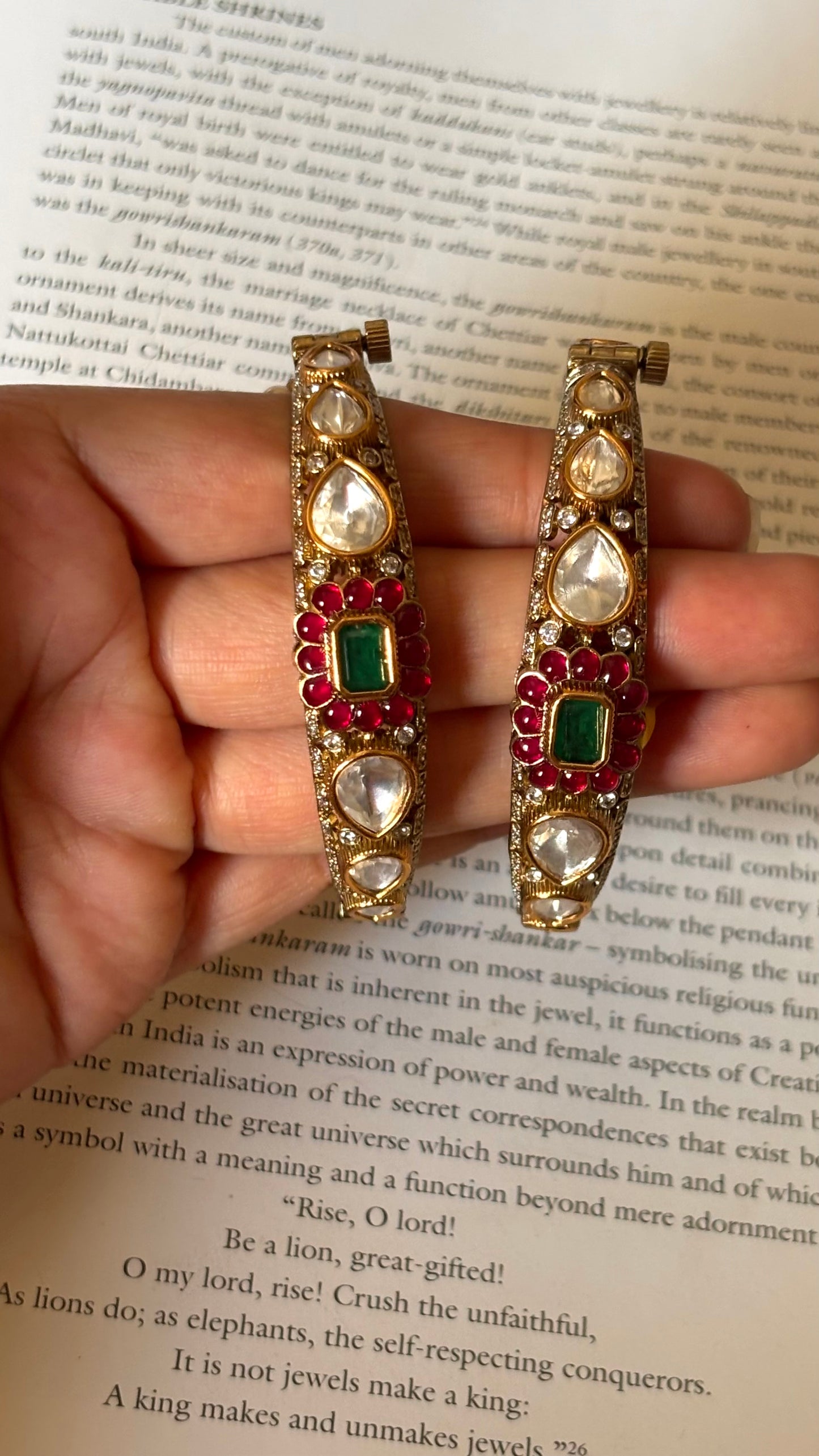 Ruby & emerald Victorian bangles with pearl detailing