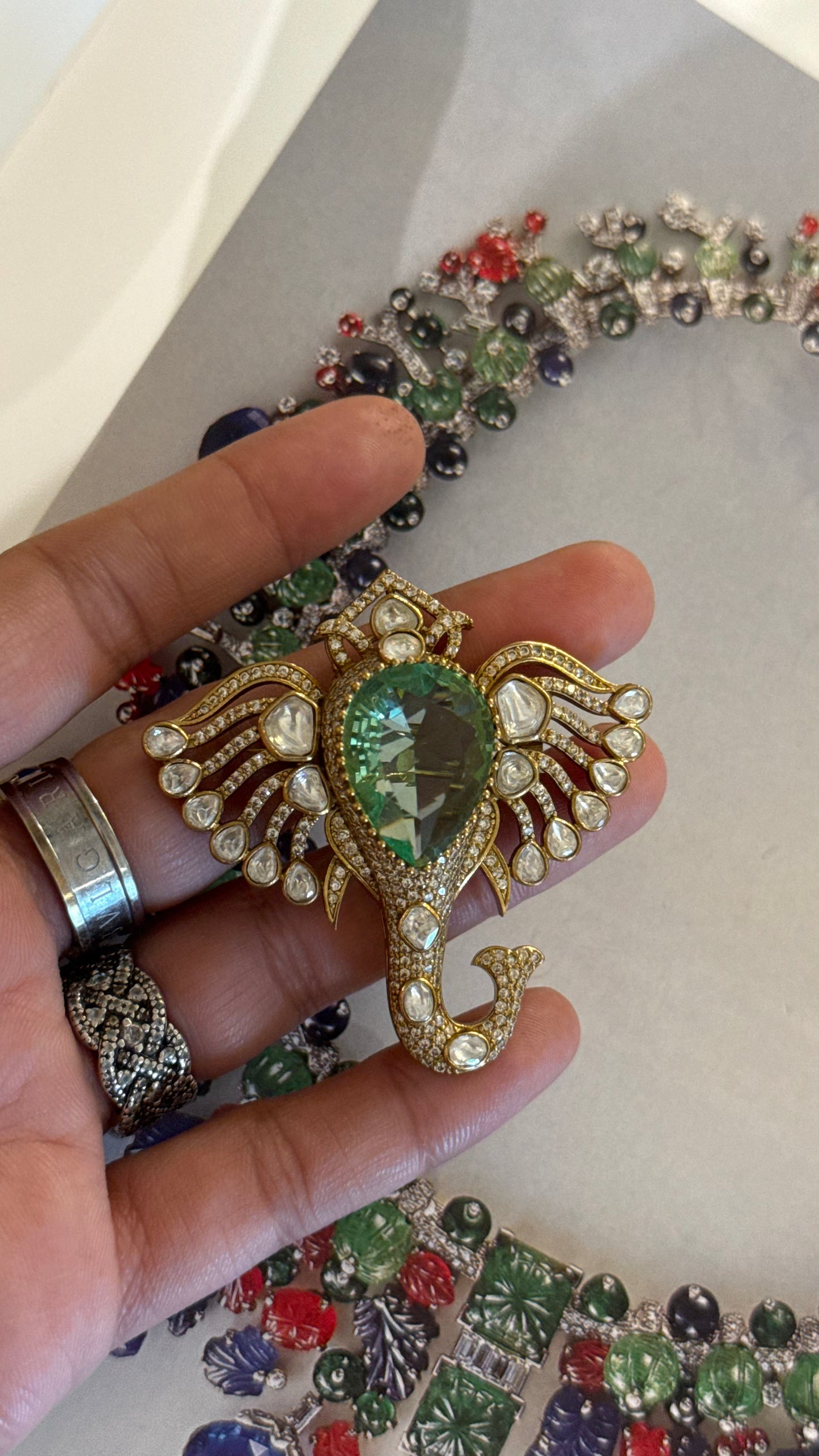 Gajanand inspired designer brooch (Mint)