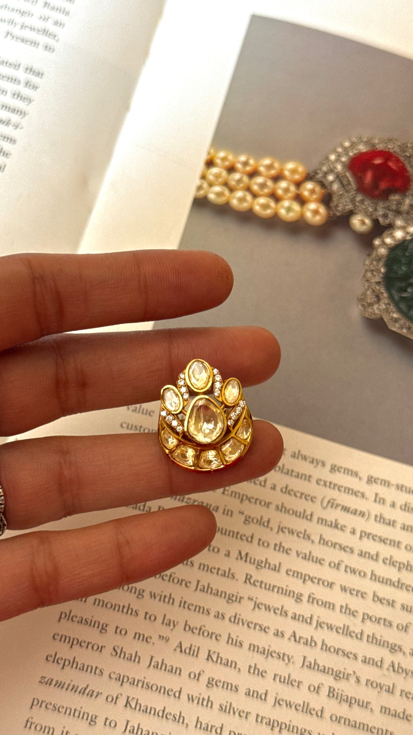 Real diamond polki (LV) shade cocktail ring