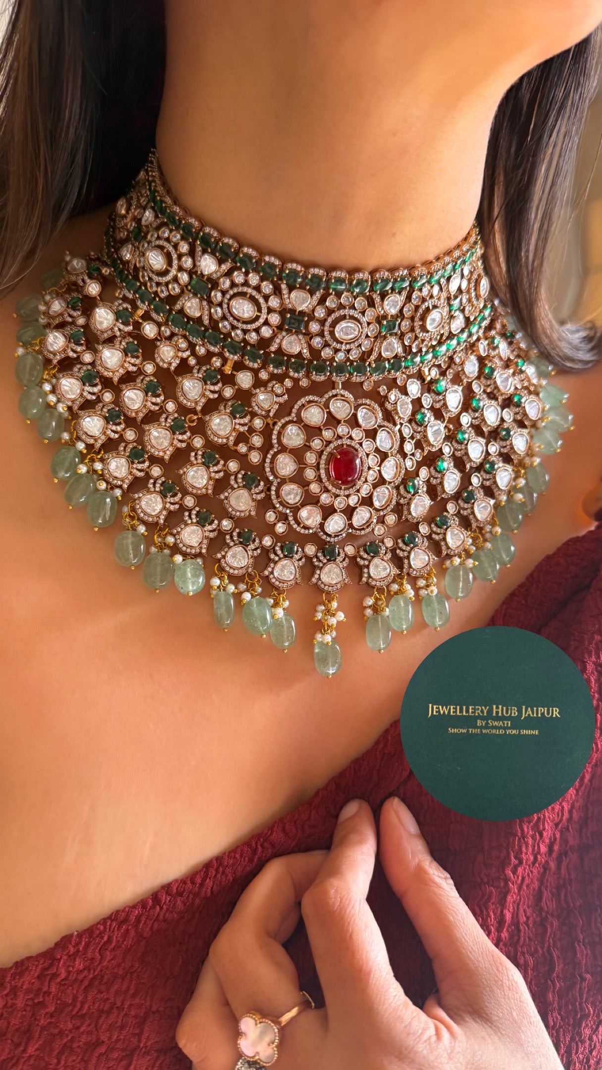 Piya Emerald & ruby victorian heritage necklace