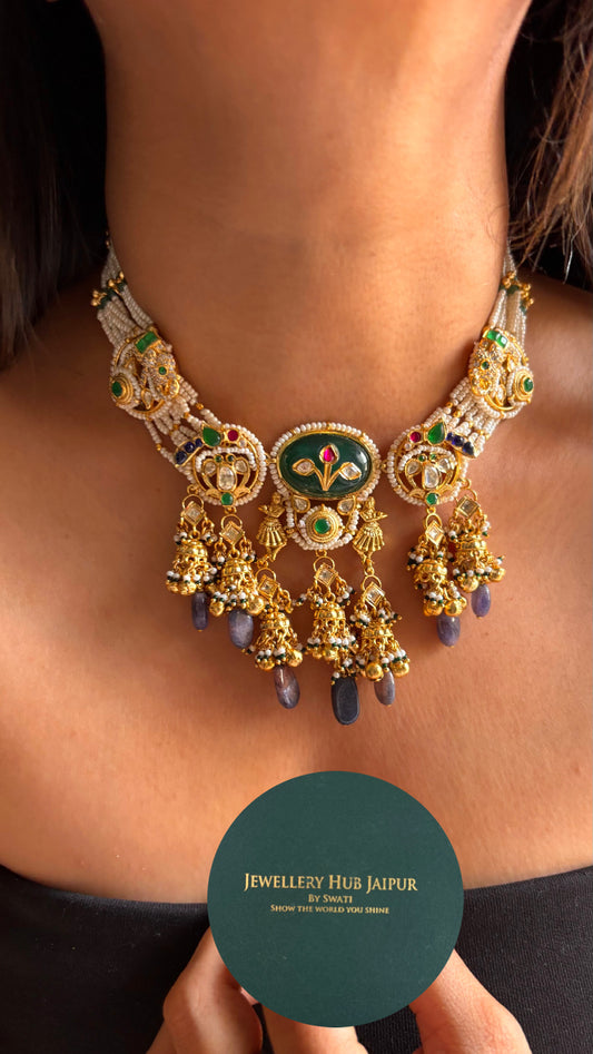 Emerald inlay heritage rajwada Necklace
